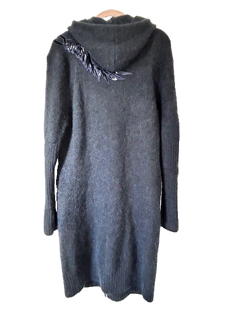 Miss Sixty Cardi Sweater Vtg SM Coat Wool Mohair Blue Embroidery Wings Applique