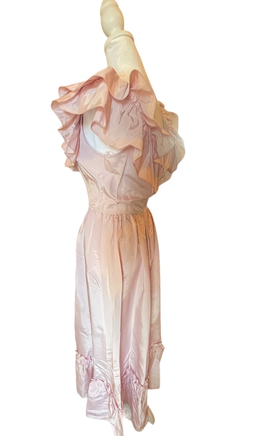 Vintage NOS 80’s Candi Jones Of California Dress Pink 16 Candles 7 Ruffles Long