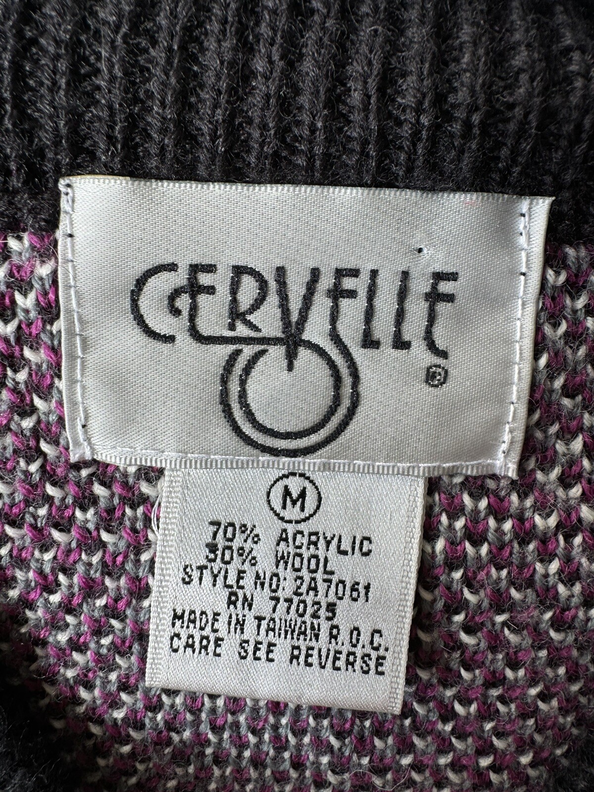 Vintage 80s Black Wool Funky CERVELLE Crew Tunic Sweater Top S