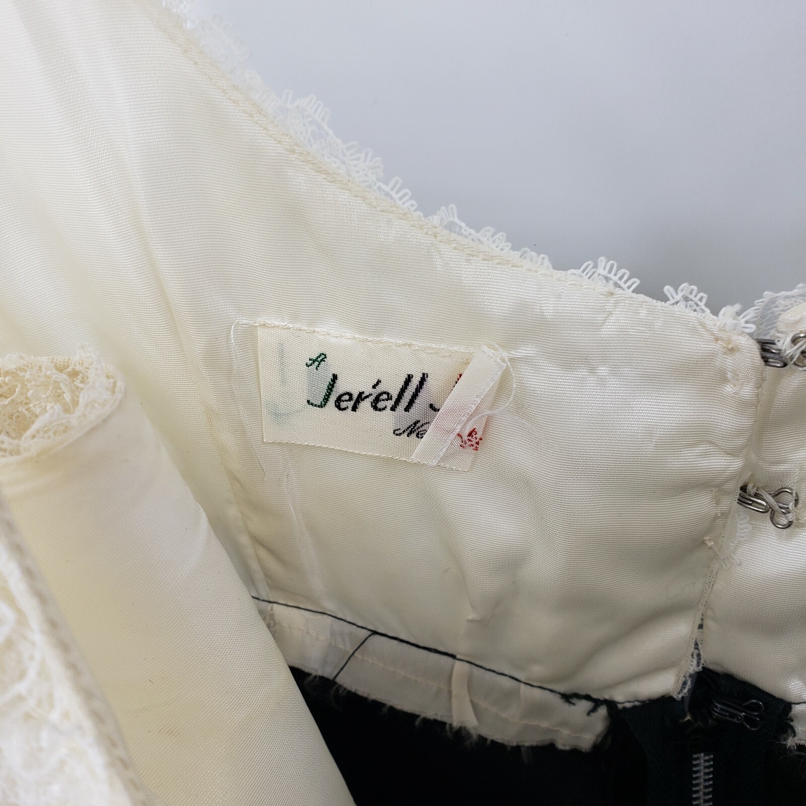 Vtg Jerell Jr Dress Womens Small? Black Ivory Lace Pink Rose