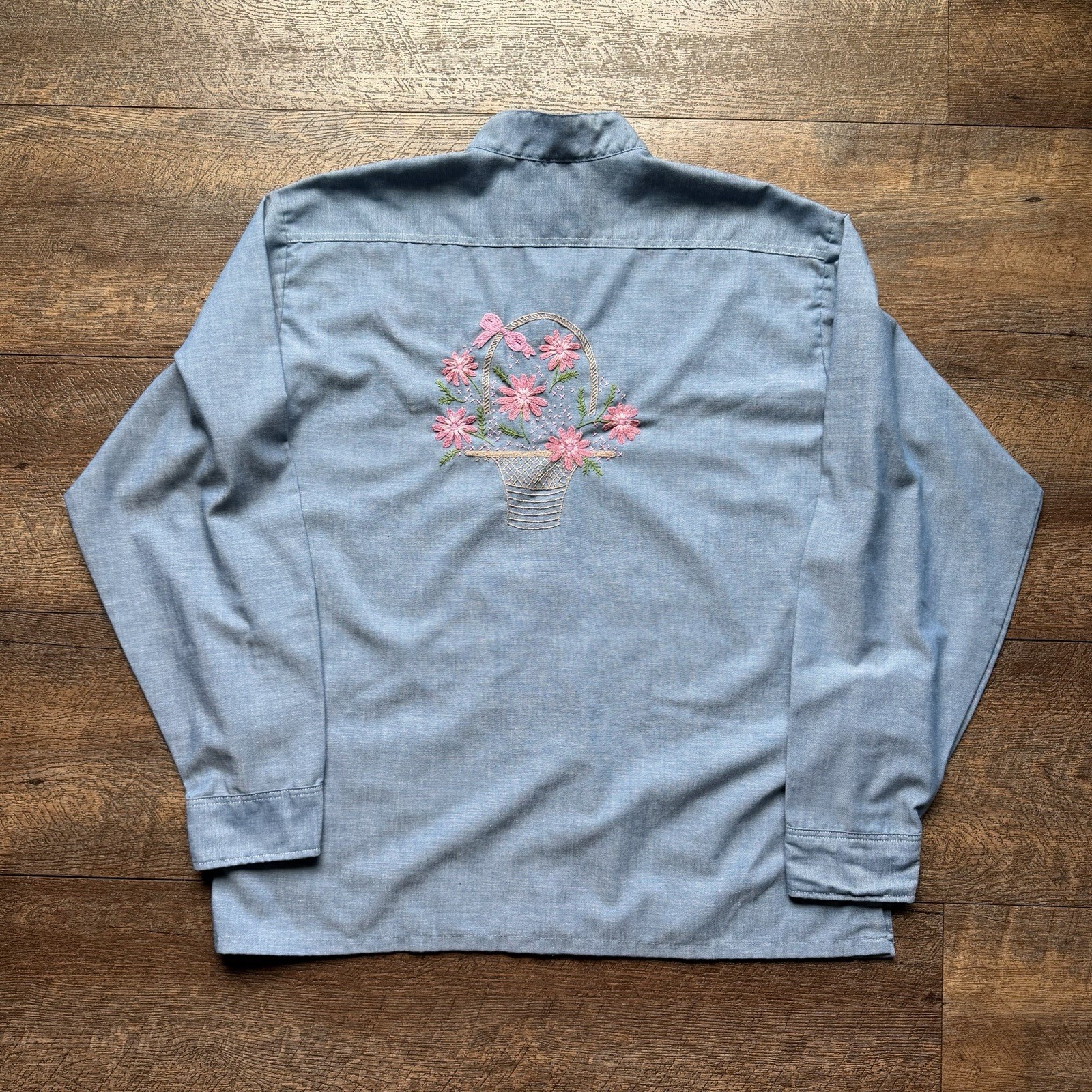 Vintage 1970’s Womens XL Big Mac Floral BOHO Indie Embroidered Longsleeve Shirt