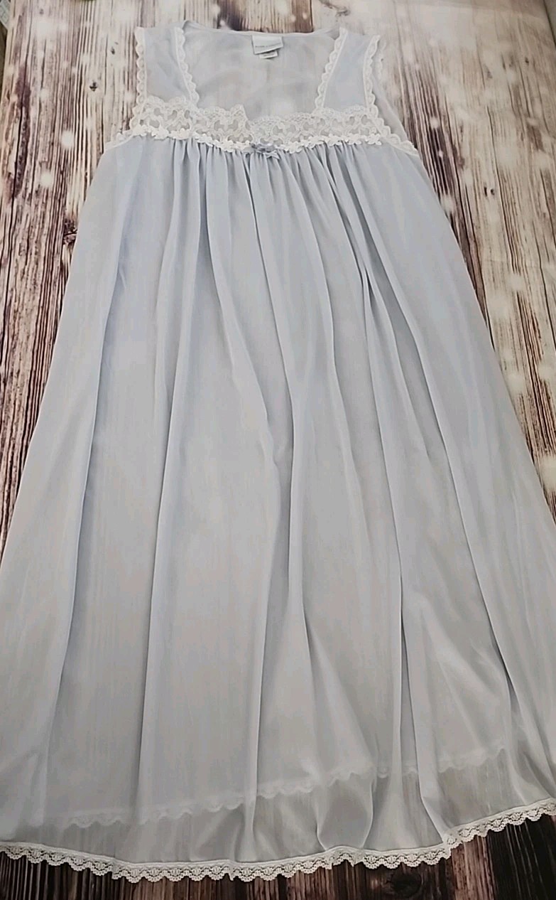 Vintage Nightgown Nighty Babydoll Slip Dress Lace 50’s 60’s Cottagecore New Blue