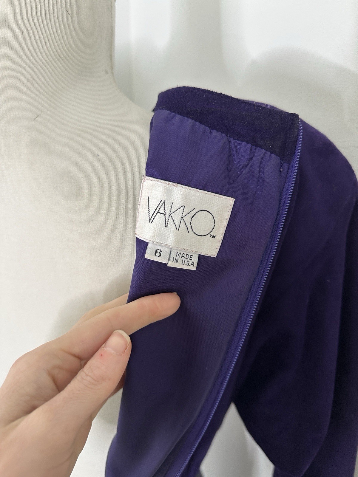 Vintage Genuine Suede Leather Purple Vakko Midi Cocktail Dress
