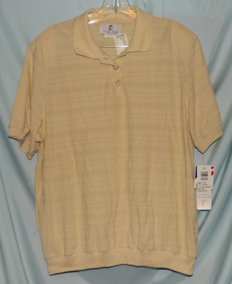 Cape Cod Sportswear Yellow Collared SS Polo Size L NWT VTG