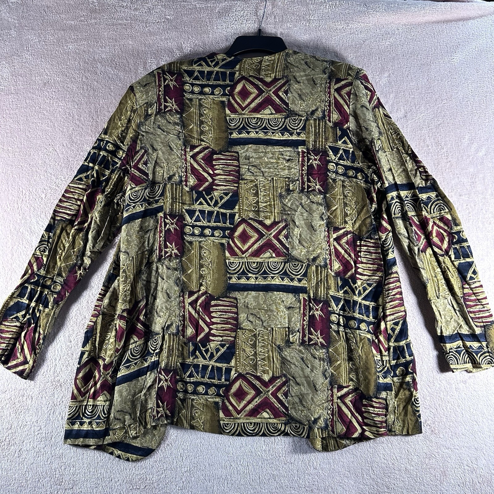 Lauren Nicole Womens 16 Vintage Blazer Jacket Set Faux Shirt Gold Burgundy 90s