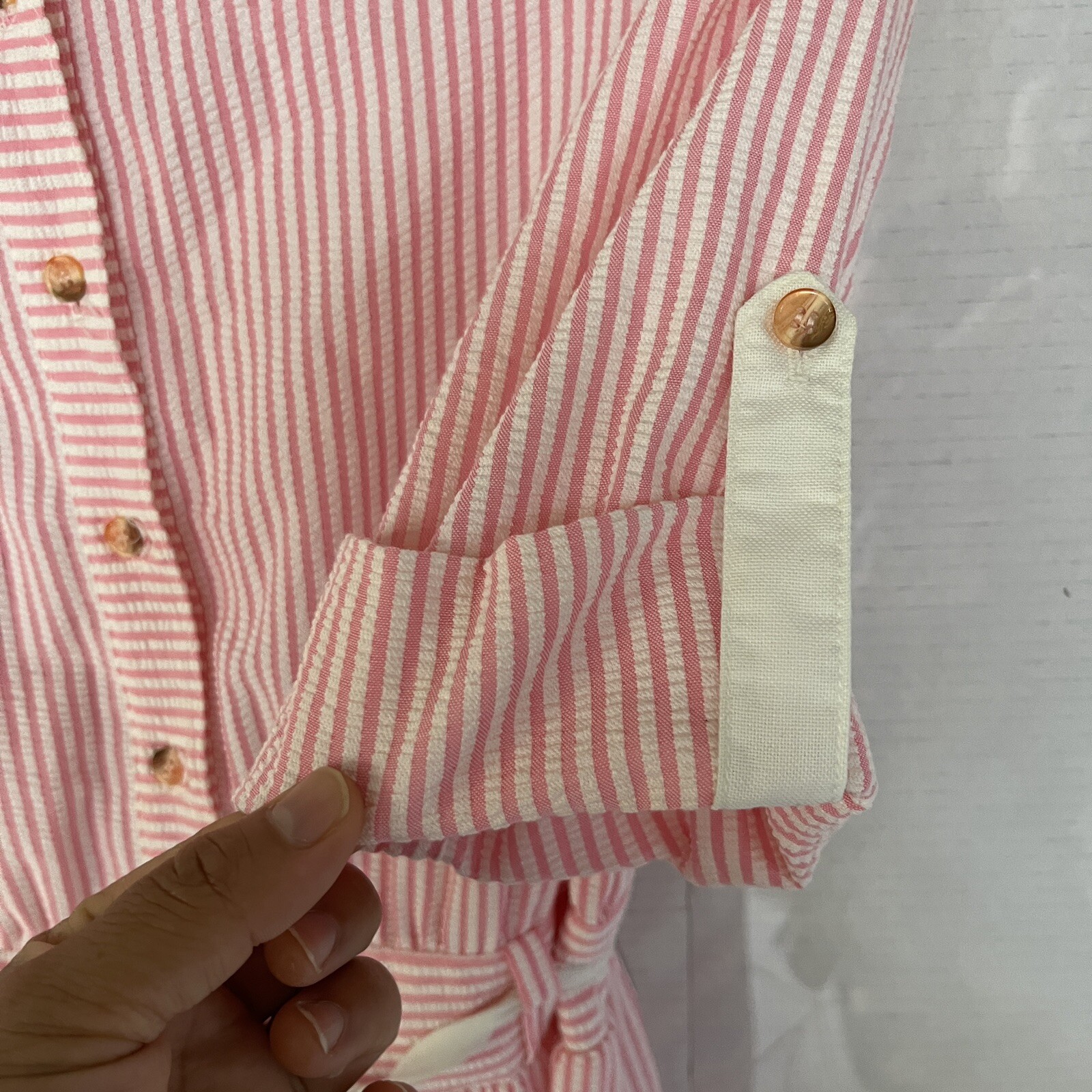 vintage Kenny Classics Shirt Dress pink Belted Fit Flare Button Up Womens sz 12
