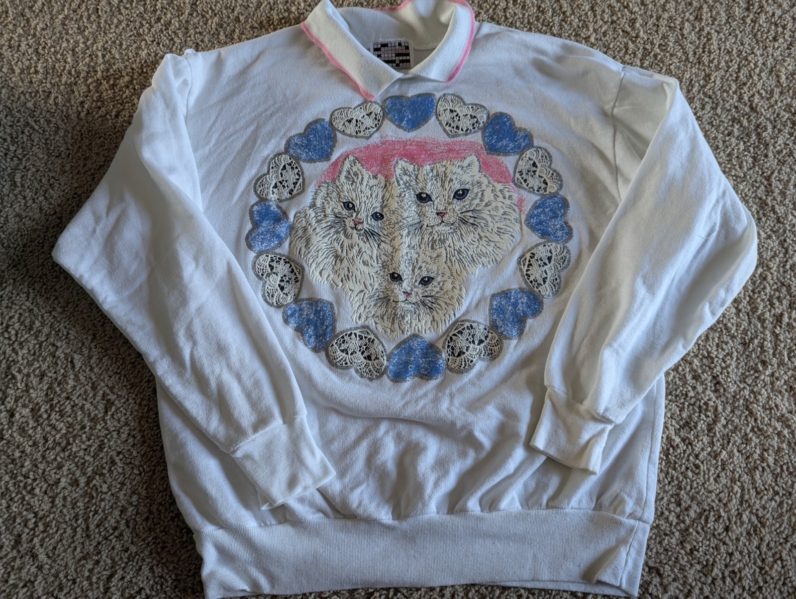 Vintage Puzzles Sportswear 80s 90s Persian Cat Crewneck Sweatshirt Grandmacore