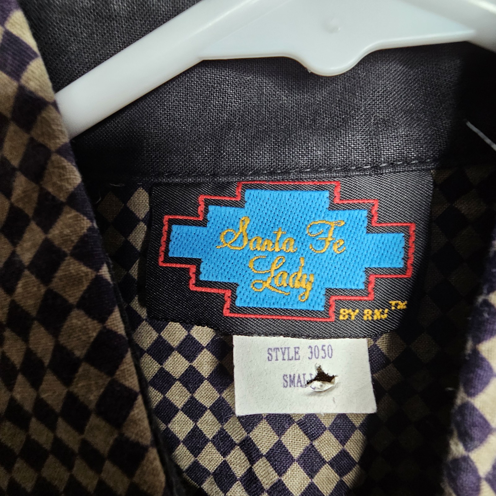 Vtg. Santa Fe Lady Women Size S Black/ Gray Button-Up Shirt