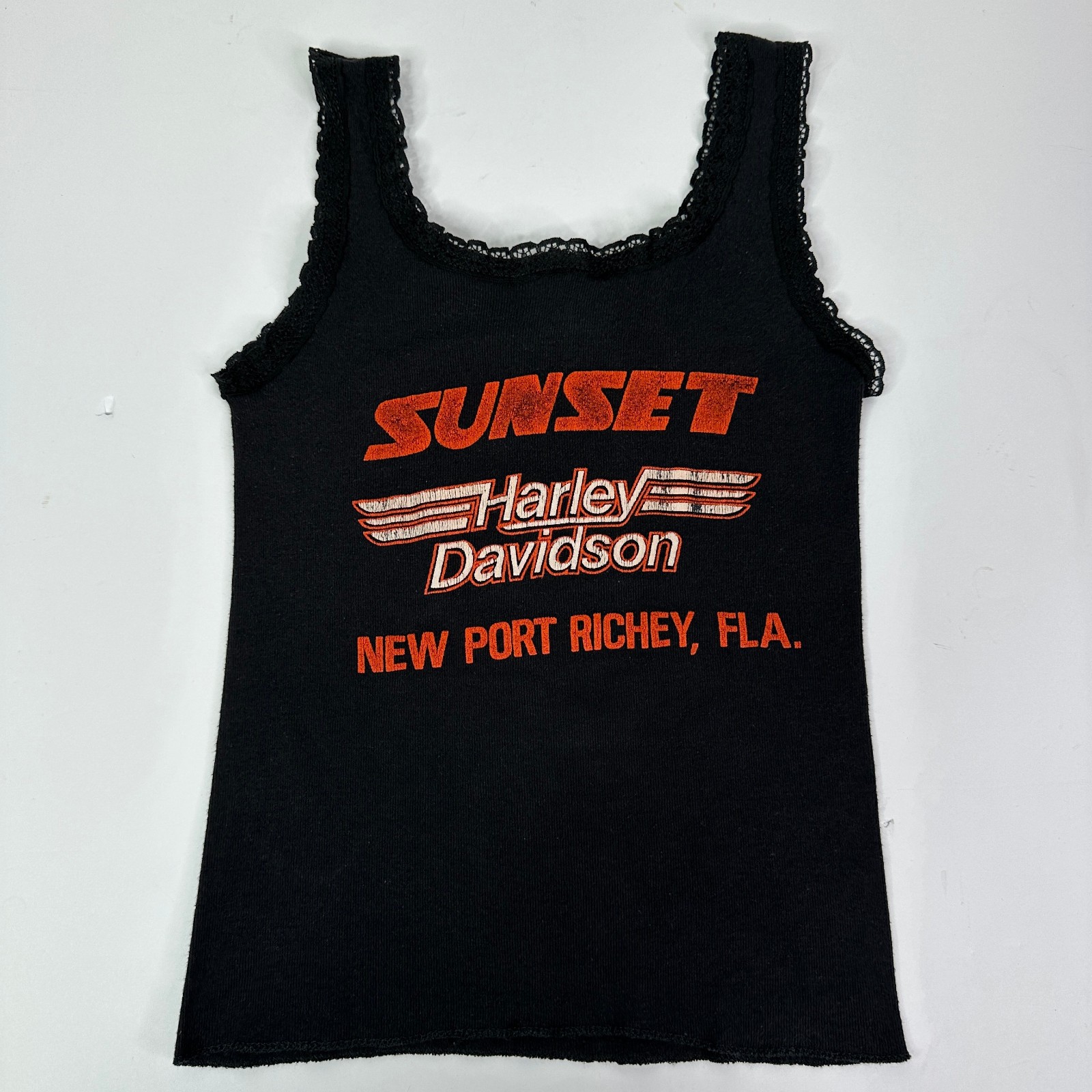 Vintage 3D Emblem American Biker Lace Tank Top Womens Medium I Follow Nobody 80s