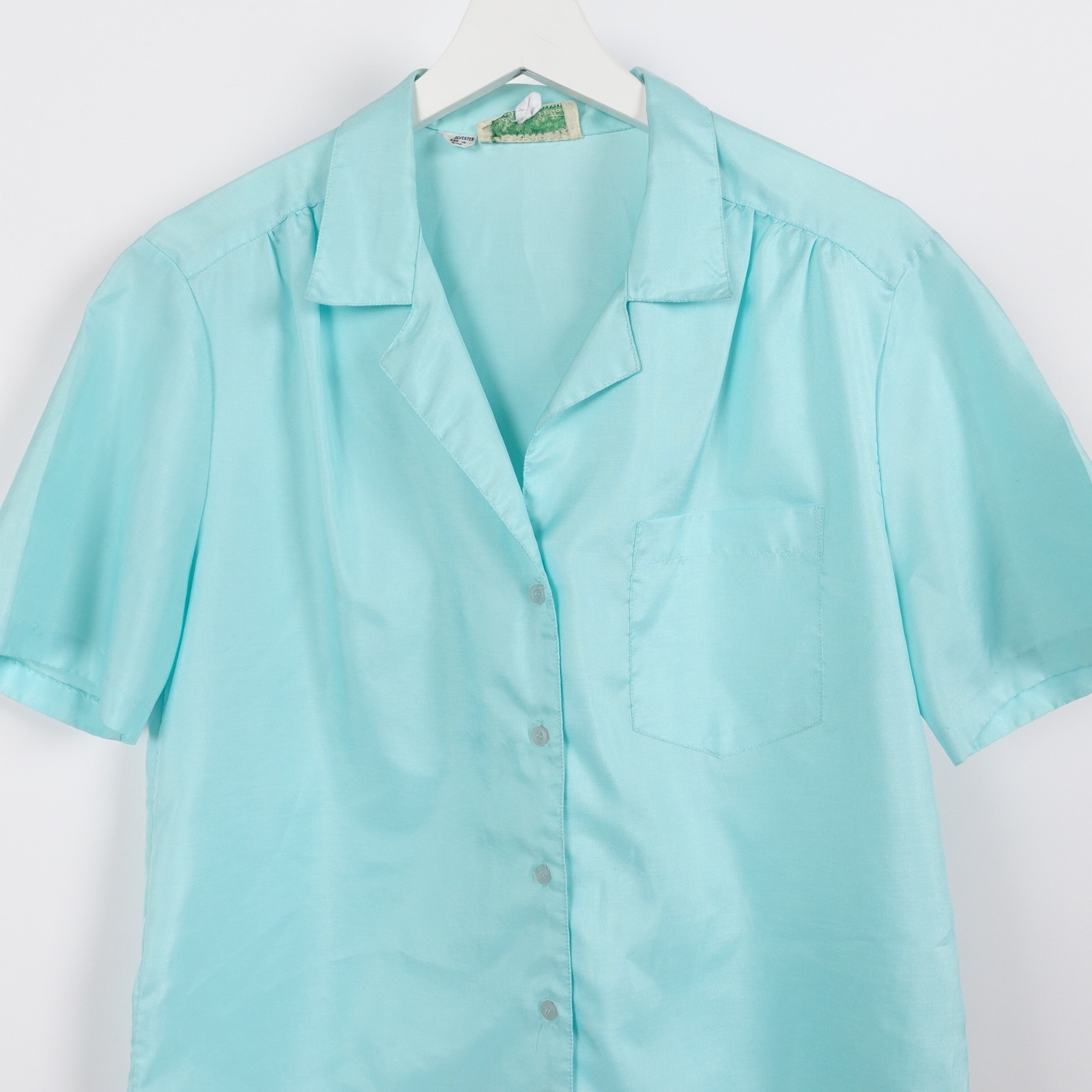 Vintage 70s Silkhana by Lady Manhattan Button Up Blouse Short Sleeve 14 Large