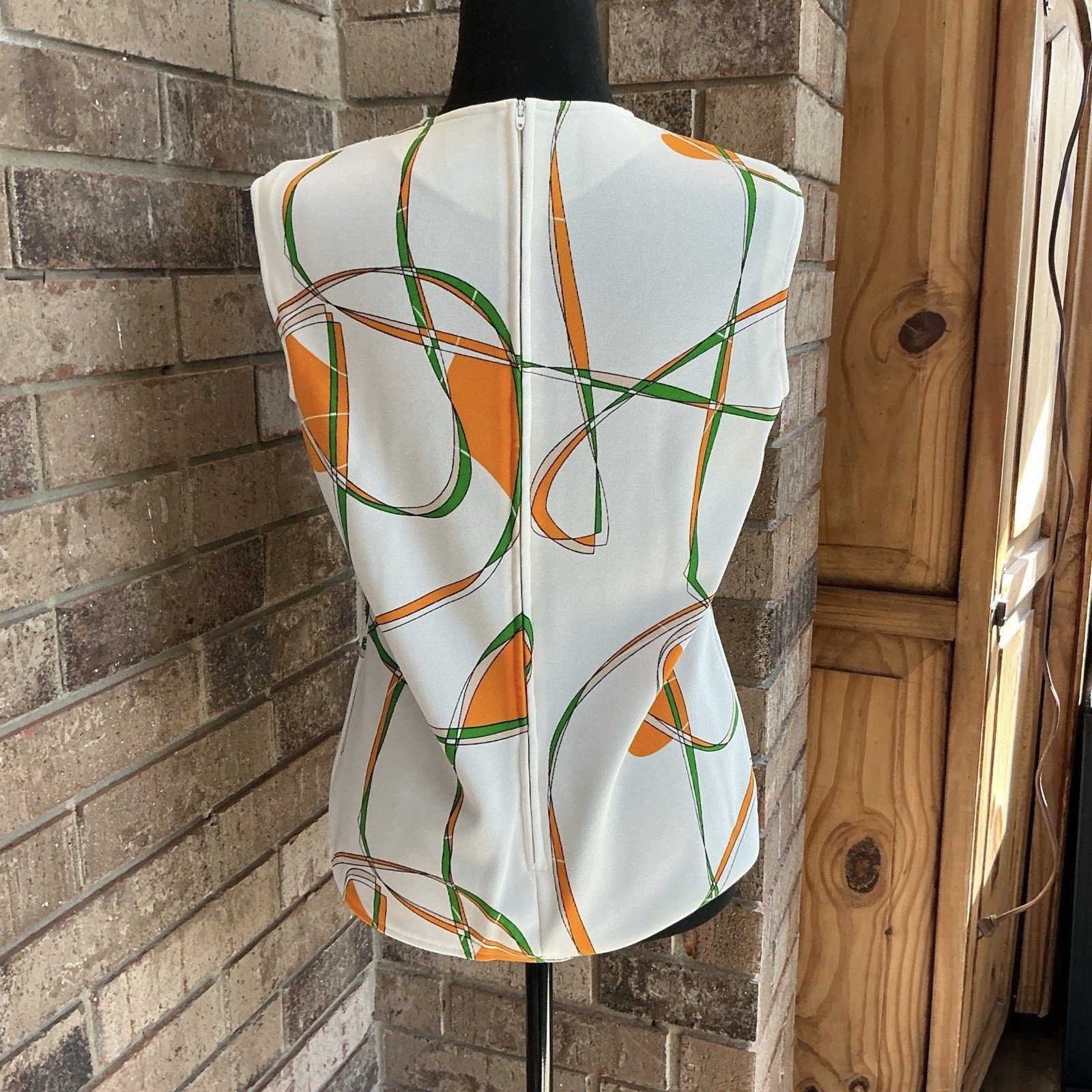 70s VTG Alex Garay Ltd Trevira Orange Green Mod Jacket Vest Set Size S/M #38D4