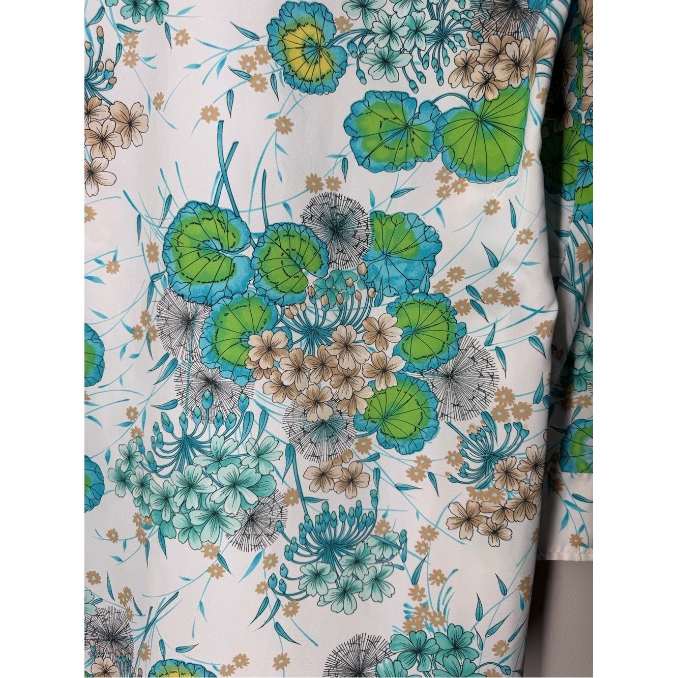 Vintage 70s Alex Colman Floral Mod Tunic Blouse Psychedelic Button Front Top