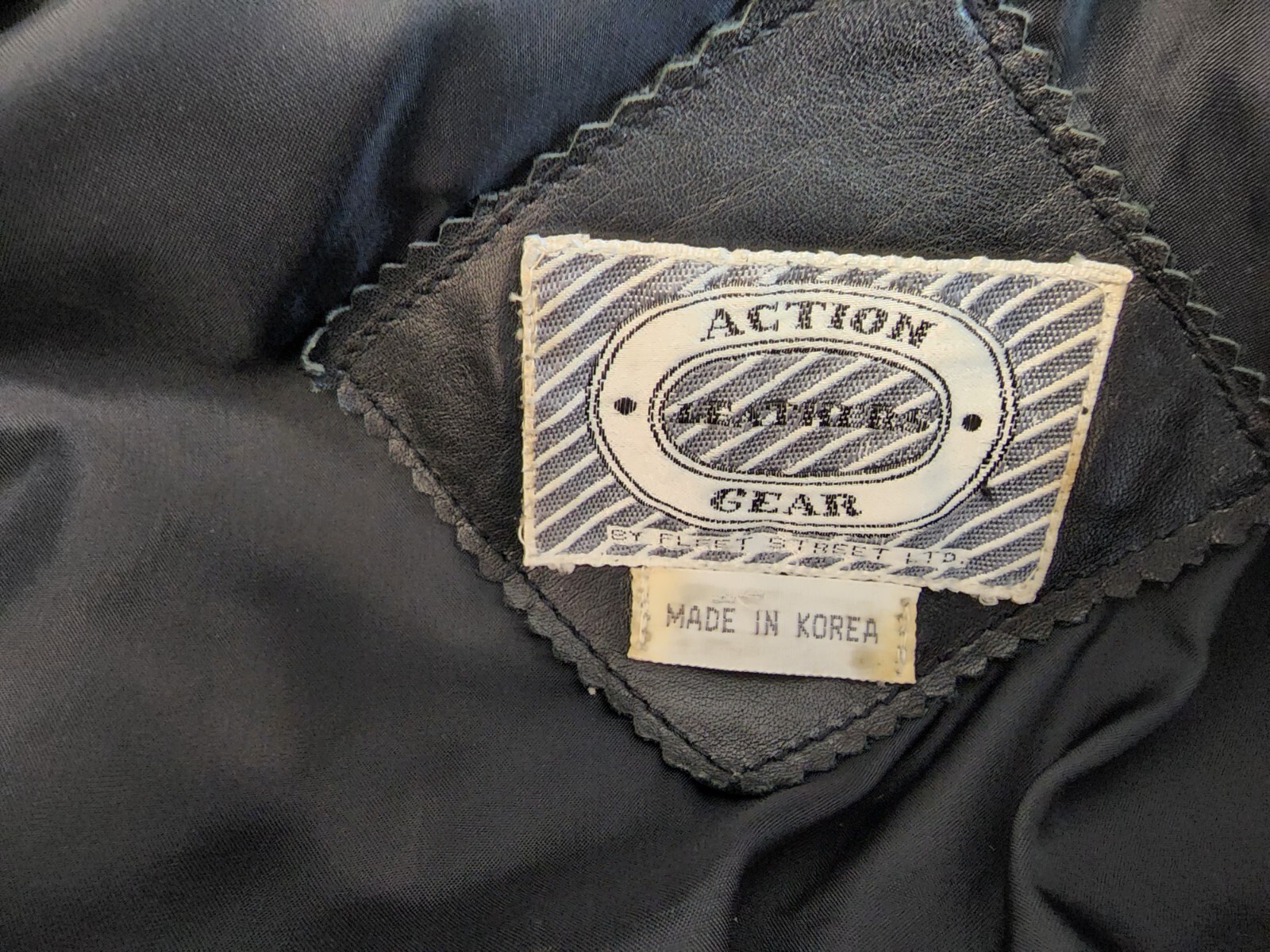 Vintage Womens Black Leather Jacket Bomber Full Zip Elastic Waist Size 13/14