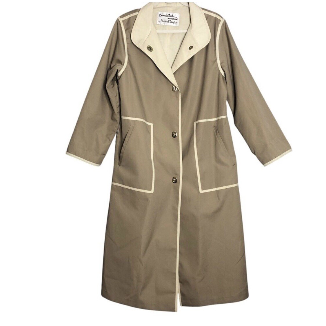 Vtg Bonnie Cashin Raincoat Size Small Beige Turnlock Weather Wear Russel Taylor
