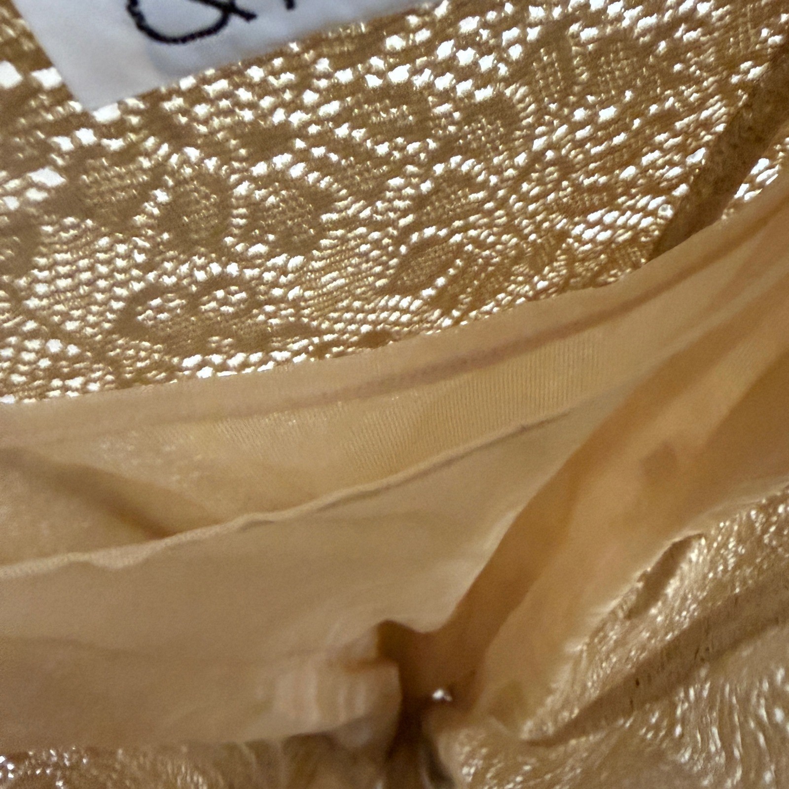 Vintage Crochet Dress Beige Button Front Fitted XXS XS 47″