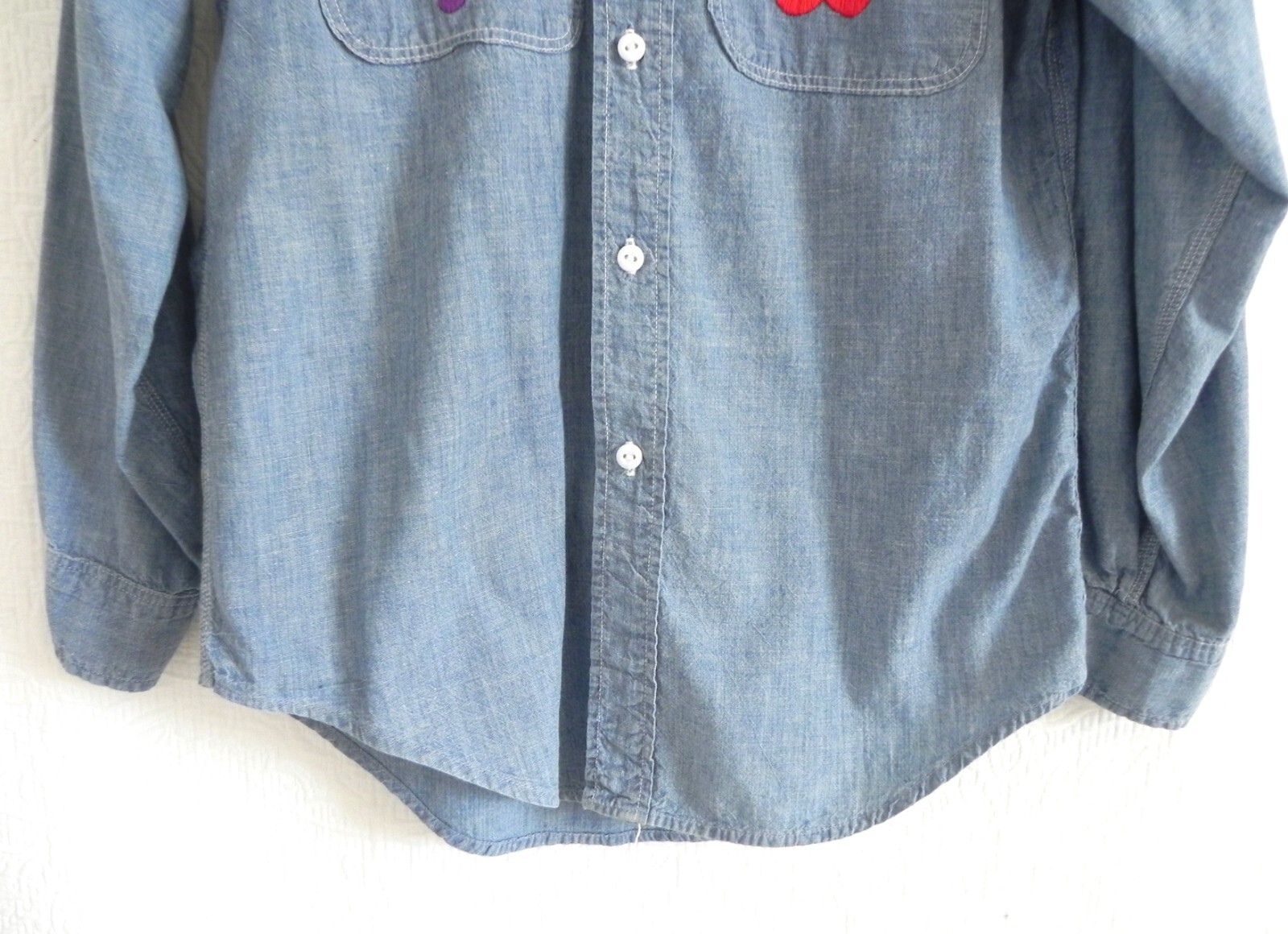 Vtg JC Penny Big Mac Button Up Shirt Long Sleeve 100% Cotton Embroidery Size L