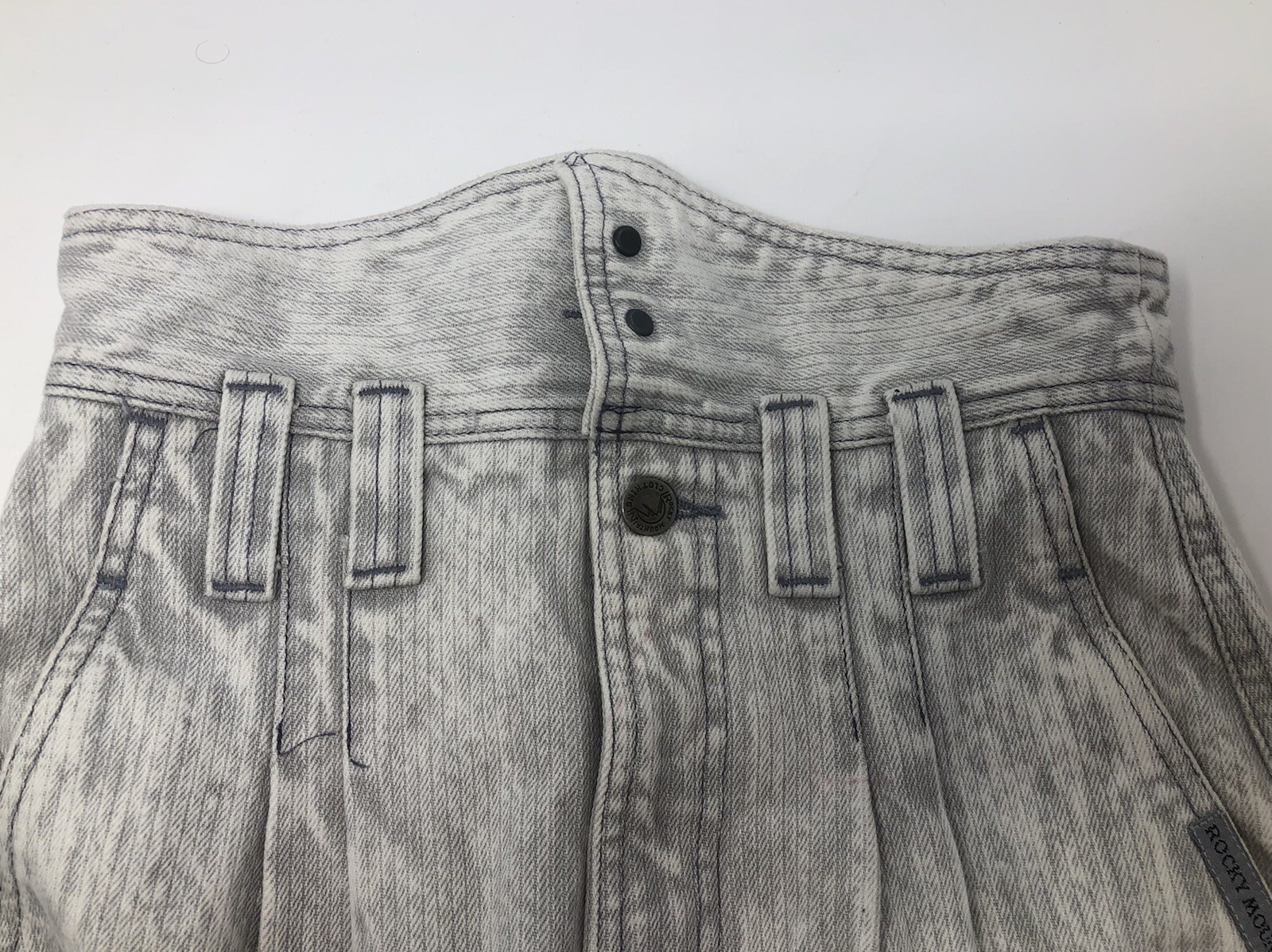 Vintage Rocky Mountain Jeans 80s 90s Grey Fold Over Top. Very Long!