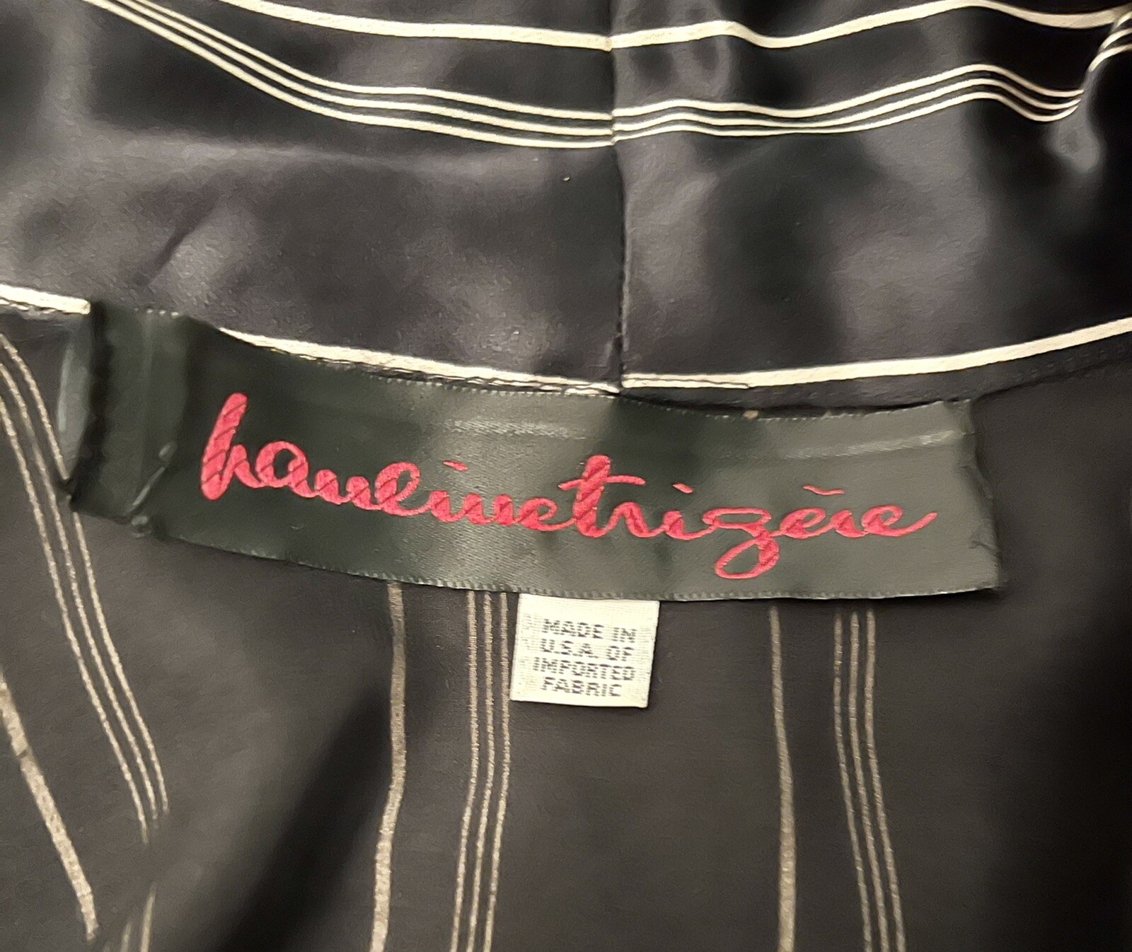 NEW Vintage 1980s Pauline Trigeré Pinstripe 100% Silk Black Gold Dress Sz 12 L