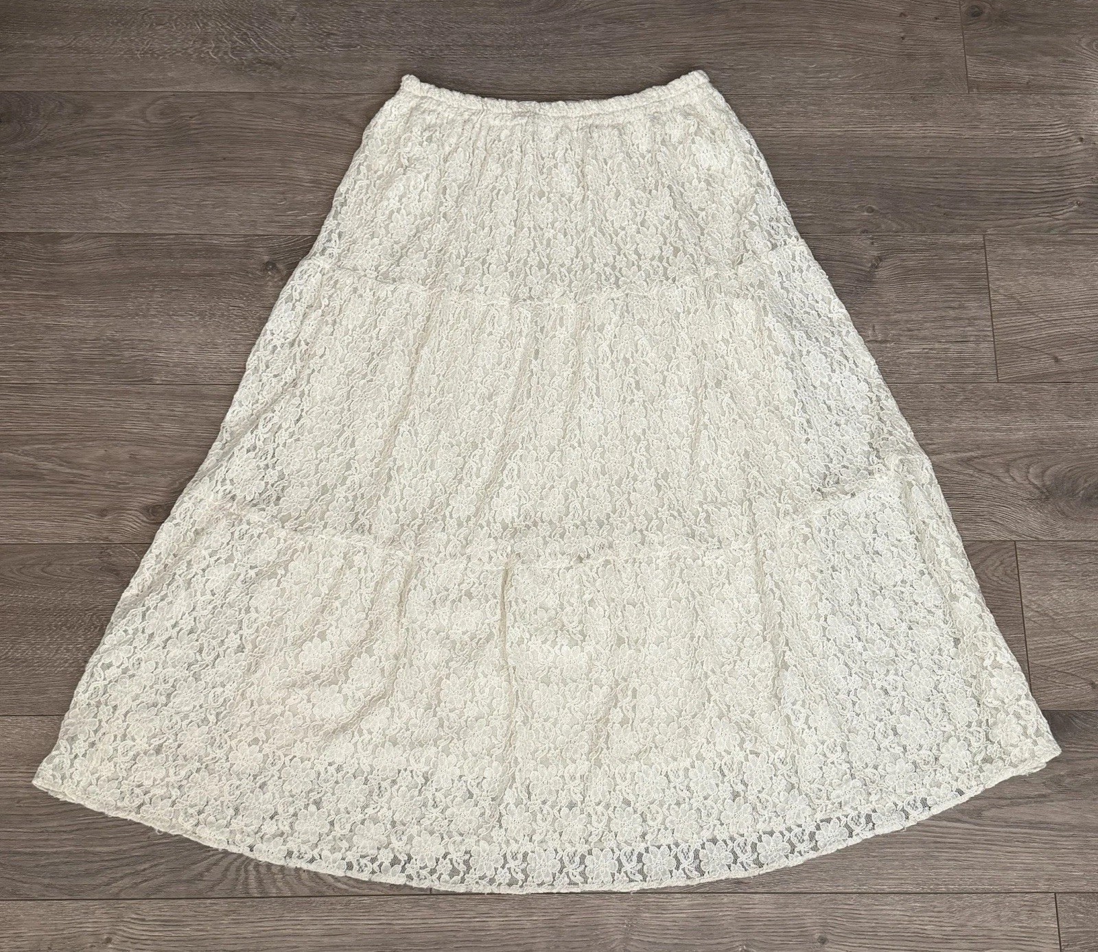 Vintage Maxi Skirt Lace Country Prairie Farm Tiered Cottagecore Women’s 41 USA