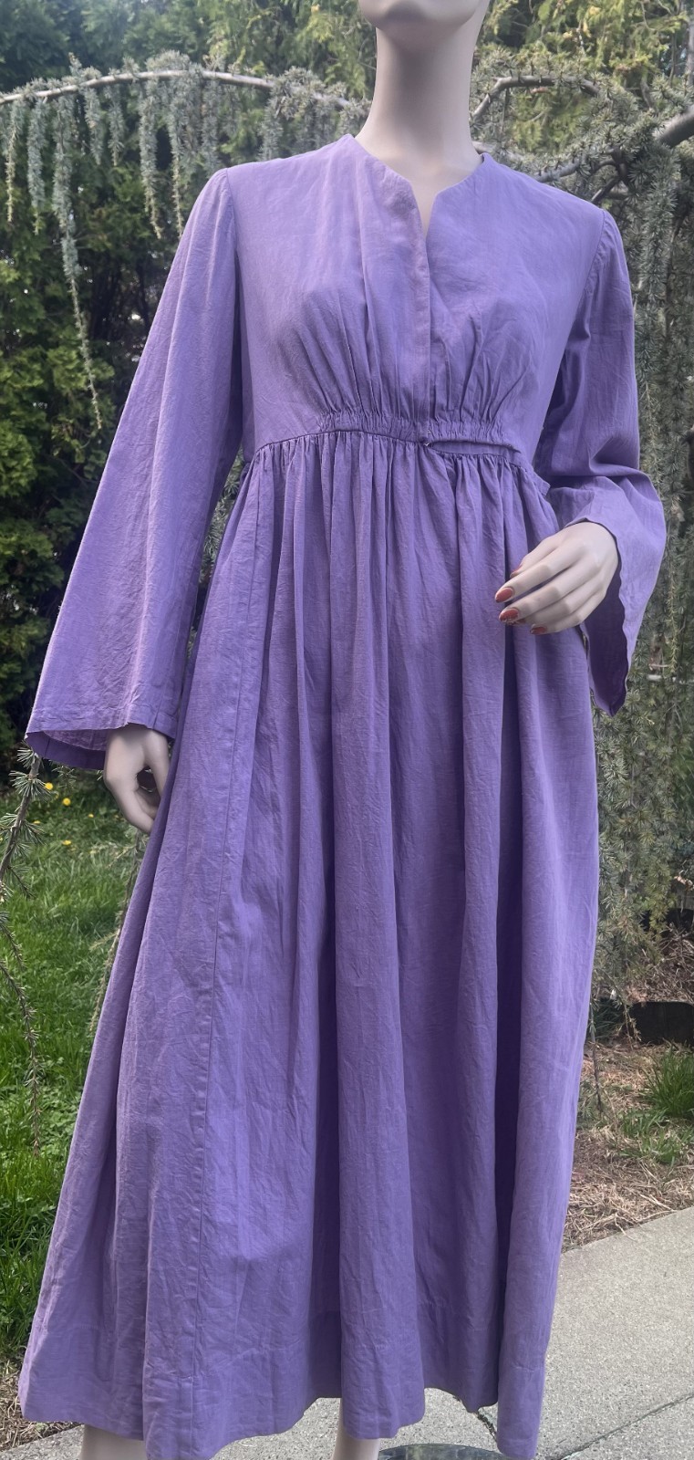 ANTIQUE EDWARDIAN LAVENDER COTTON DAY DRESS