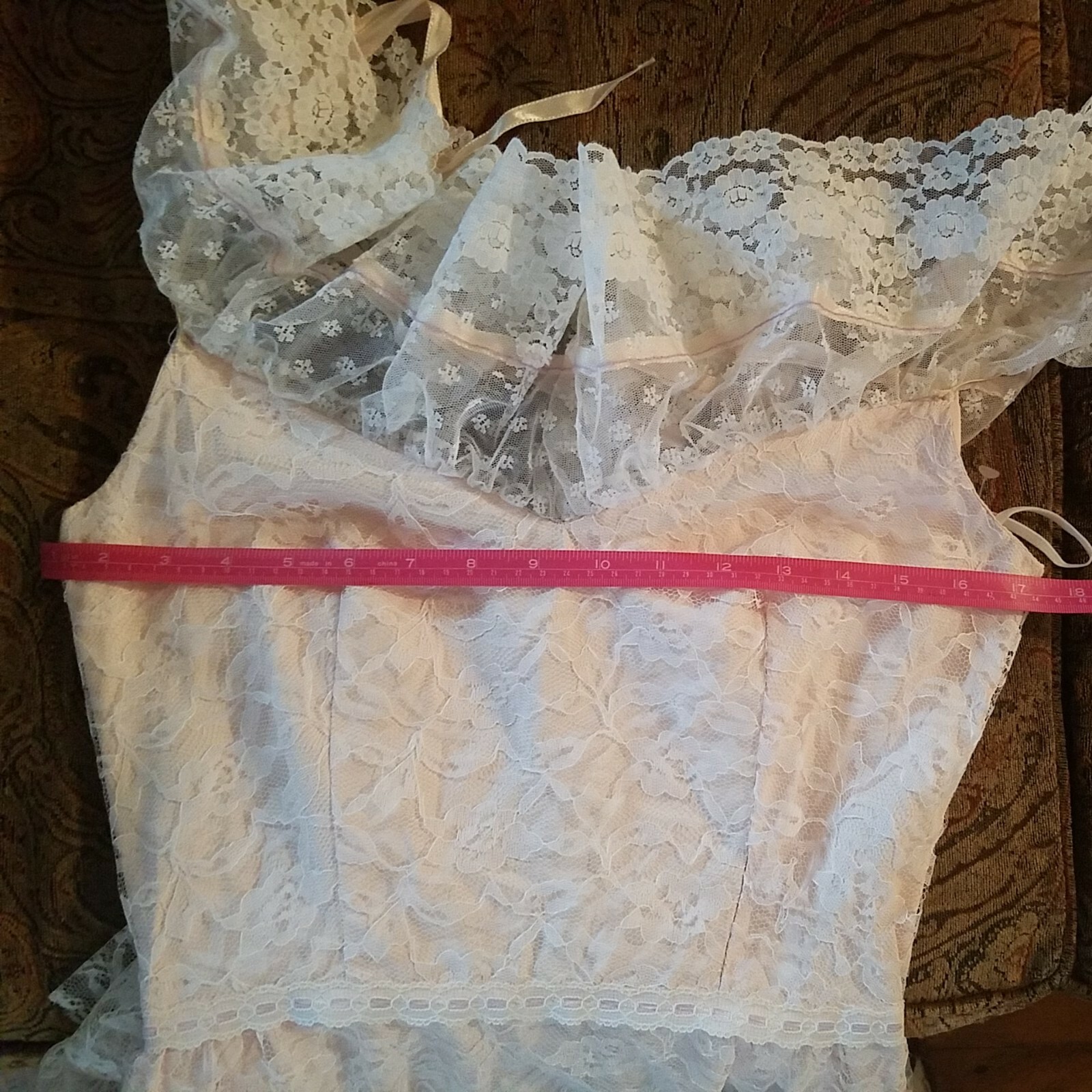 Dance Allure Vintage 80s Pink Princess Lace Wedding Prom Party Dress size 10