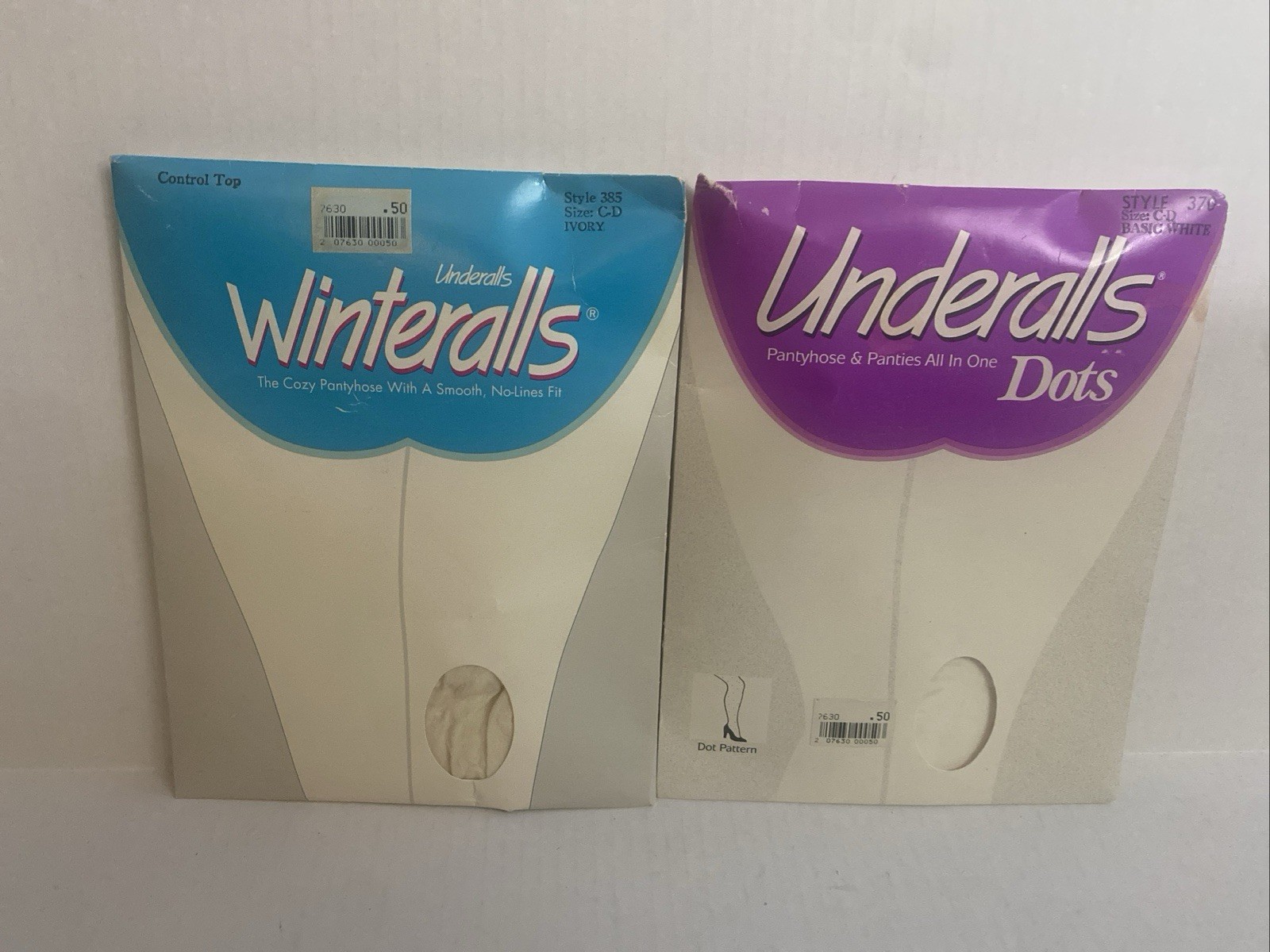 Pack of Two Vintage Hanes Underalls/Winteralls pantyhose Size C-D. White/Ivory