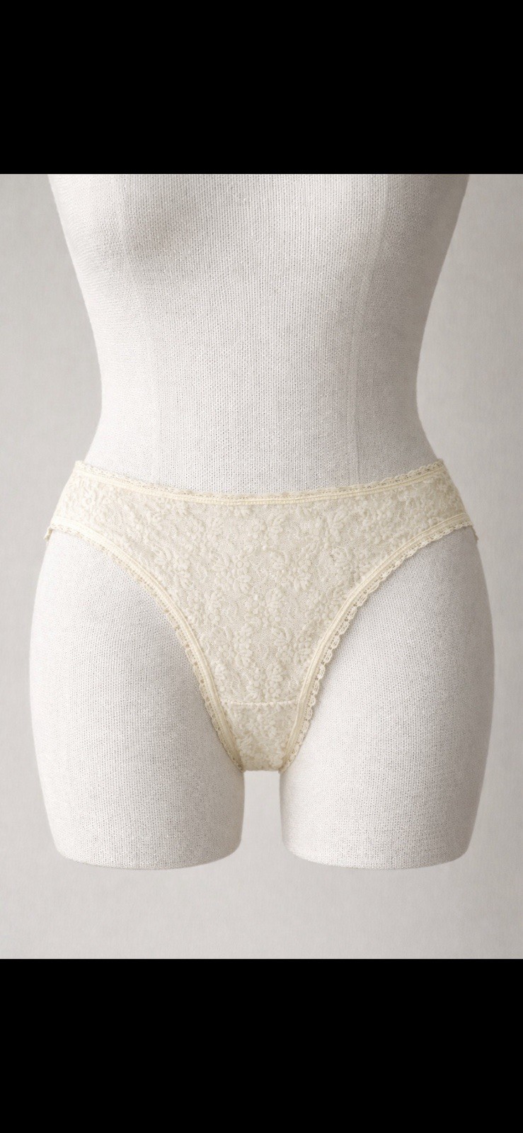 Vintage MYONNE Lace Panties Sz5 French Cut Cream Made USA Cotton Gusset 1980s/90