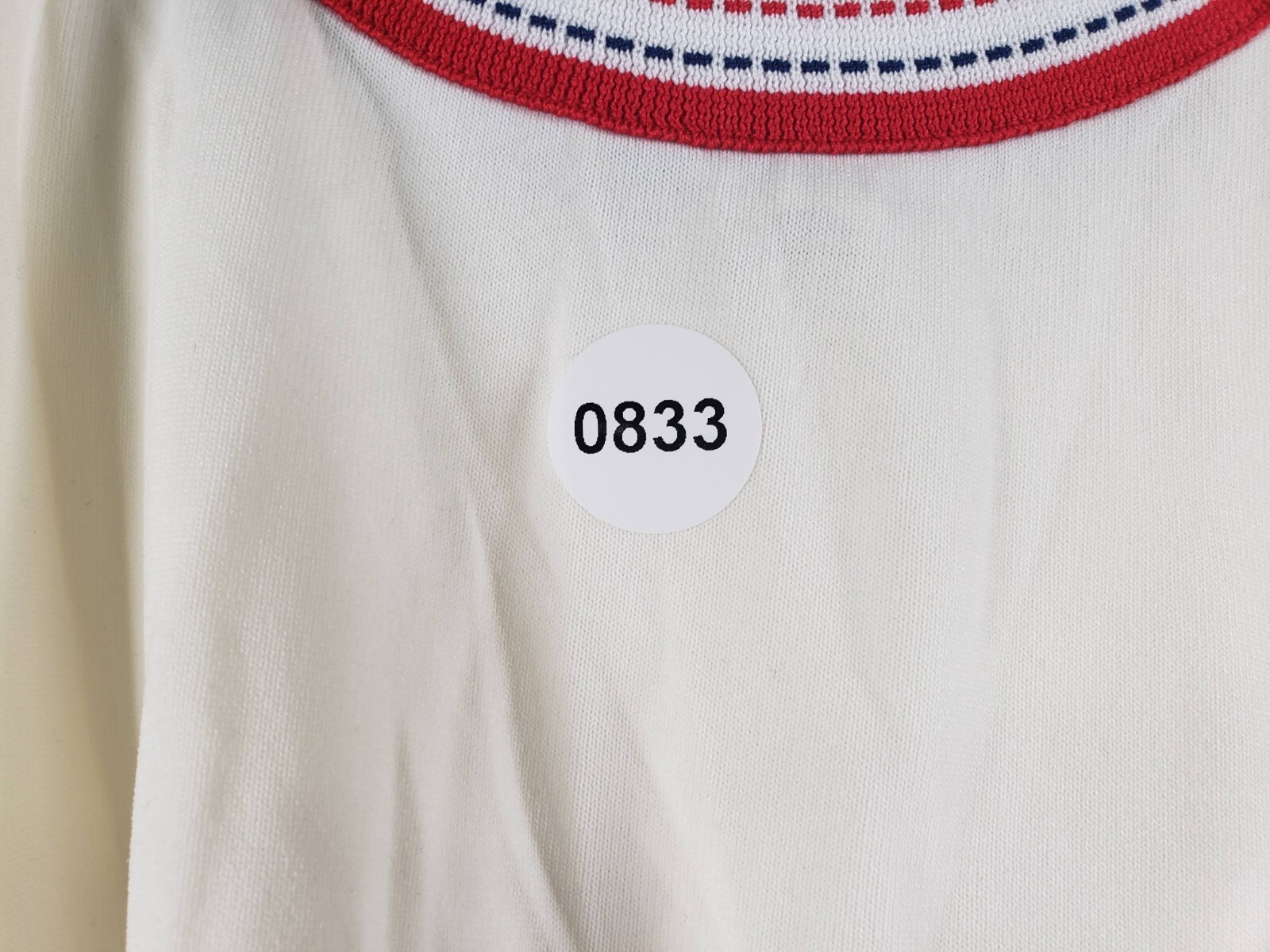 Vintage 60s 70s Bodysuit Tank Size Small Snap Bottom White w Red Blue Trim Nylon