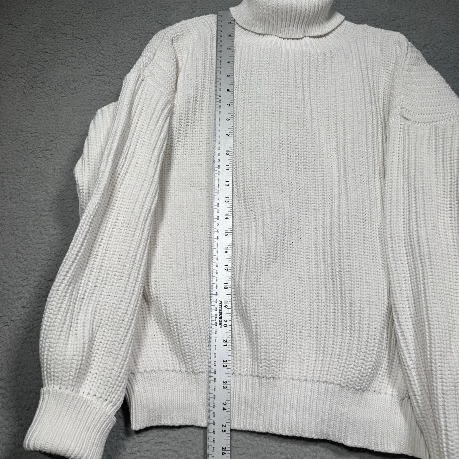 Vtg Orvis 100% Cotton Fisherman Chunky Cable Knit Sweater White Large