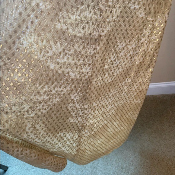 Vintage 1970s gown Gold Lurex Sleeveless gold metallic dot detail – Size Small?