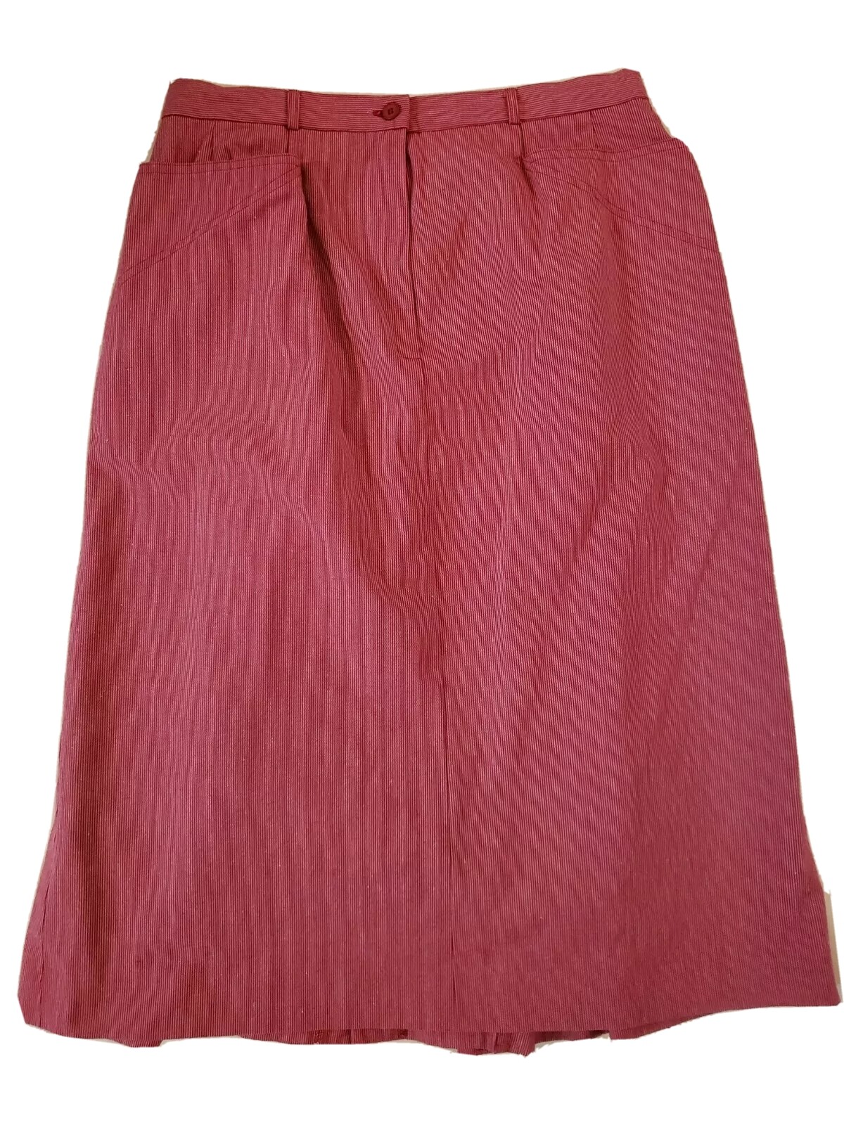 Vintage Guy Laroche Diffusion Pink White Pinstripe Button Pleat Skirt Size 46 14