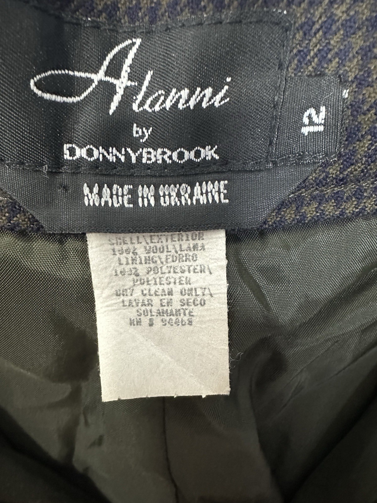 Vintage Alanni by Donnybrook blue & green houndstooth trousers Size 12 100% Wool