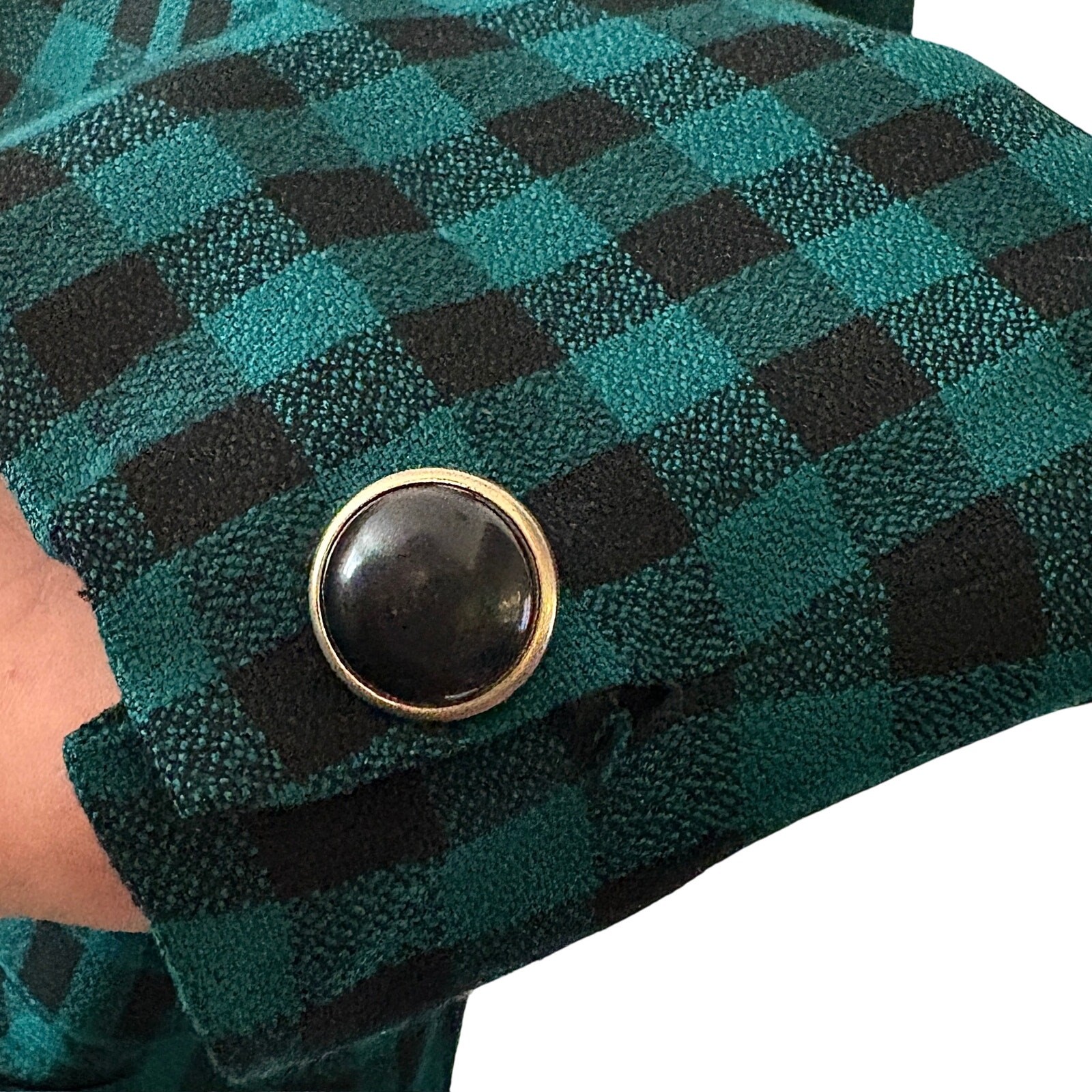 Vintage Saville Green Buffalo Check Plaid Blazer Womens Size 10 Preppy Gingham