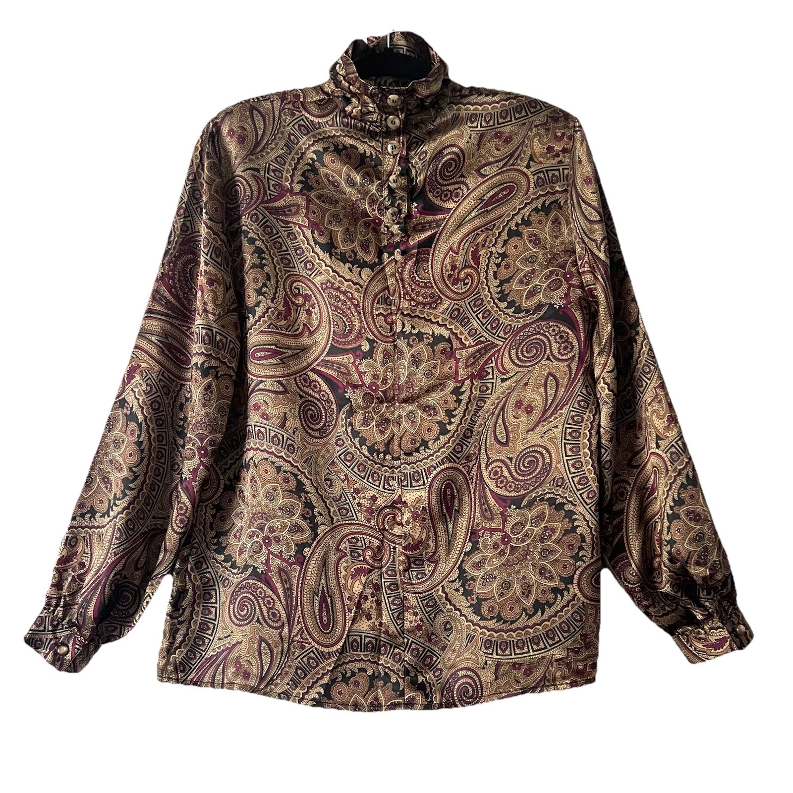Vintage Haberdashery is Personal Top Size 10 Paisley Blouse Shoulder Pads EUC