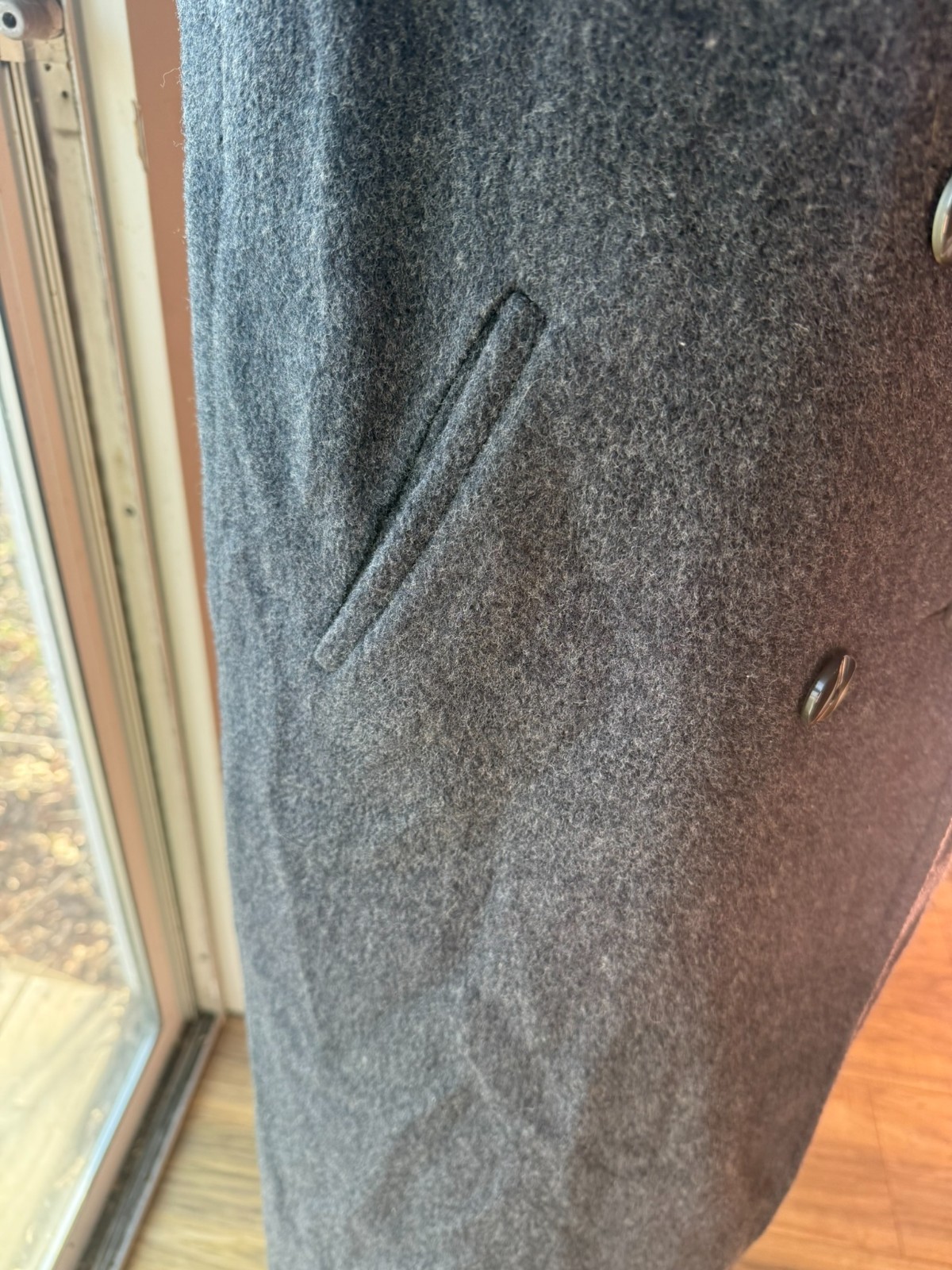 Vintage 80s 90s Gray Felted WOOL Coat FREDDI GAIL Long Double Breasted PREPPY M