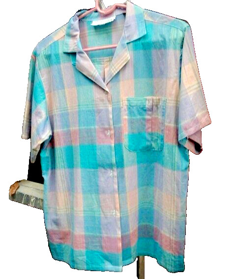 Hunter’s Glen Vintage Multi-Color Short Sleeve Check Button-Up Shirt Sz 12