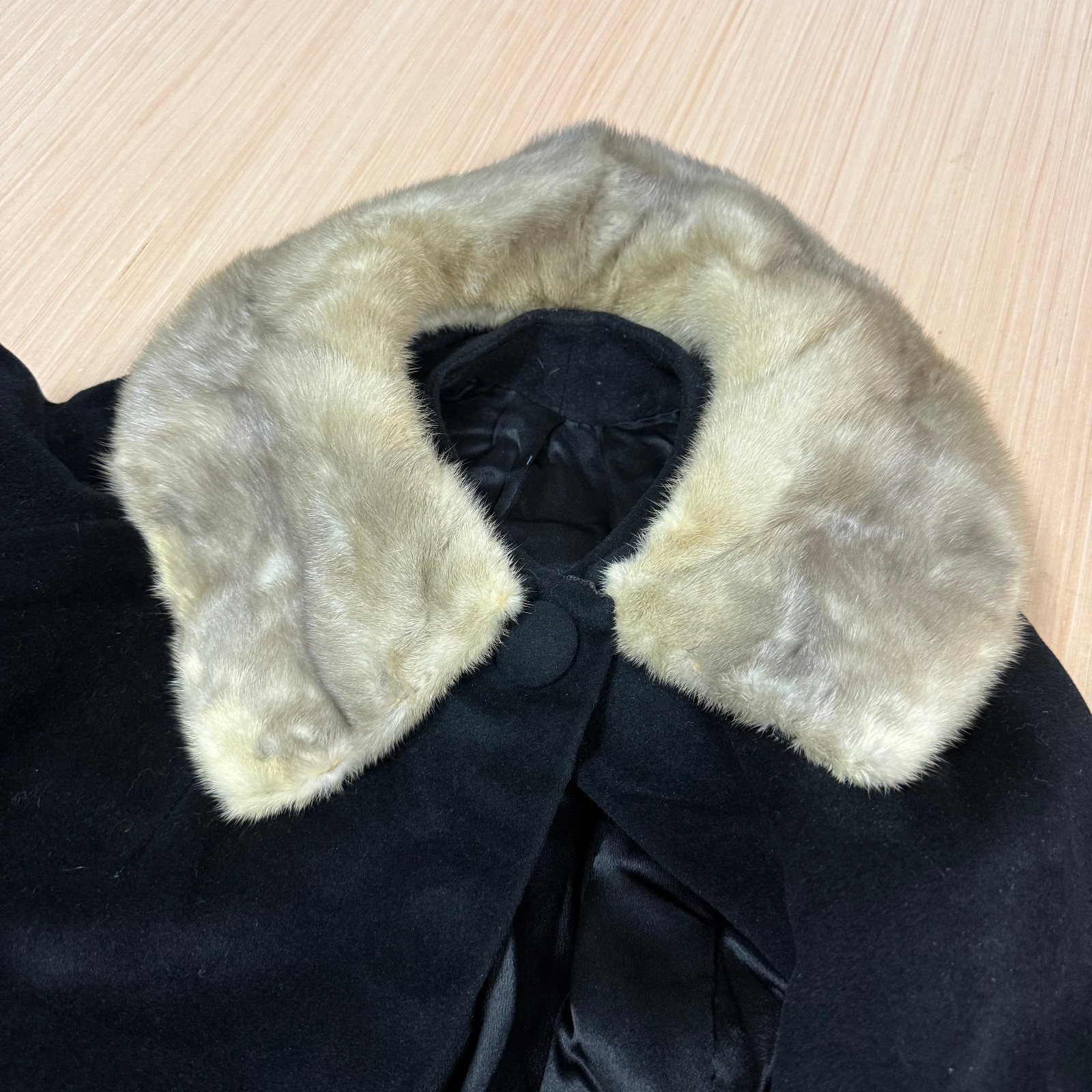 Vintage 60s Atomic Swing Fur Collar Trim Coat Worumbo Large Old Money Penny Lane