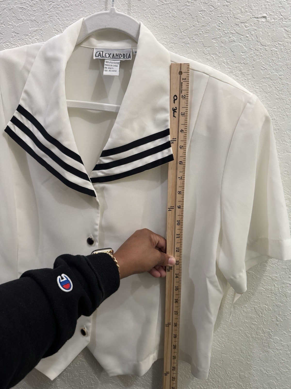 Vintage Alexandria Blouse Women’s 14 Ivory Sailor Collar Nautical Y2K NWT