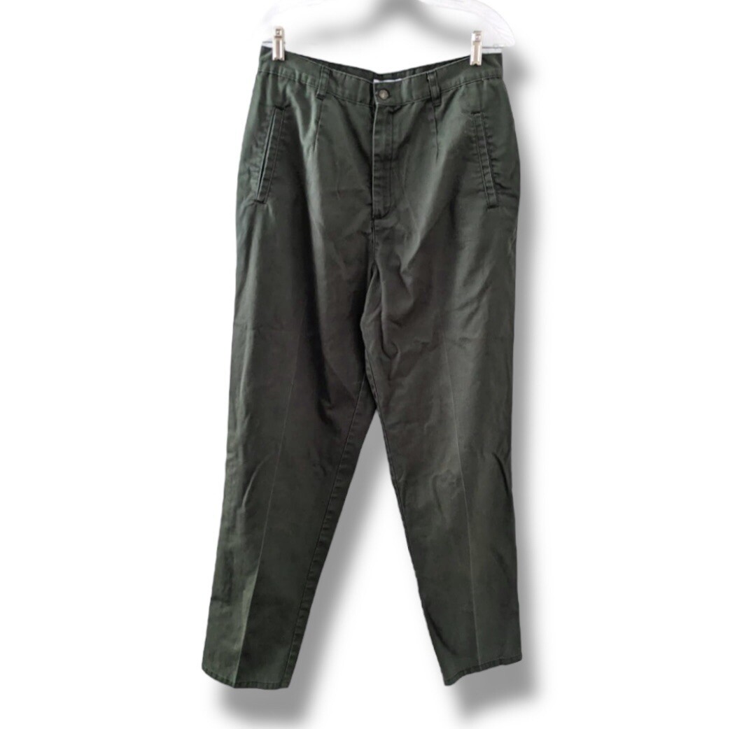 Vintage 90s Olive Green High Rise Pleated Pants Women’s Size Large Tall Career