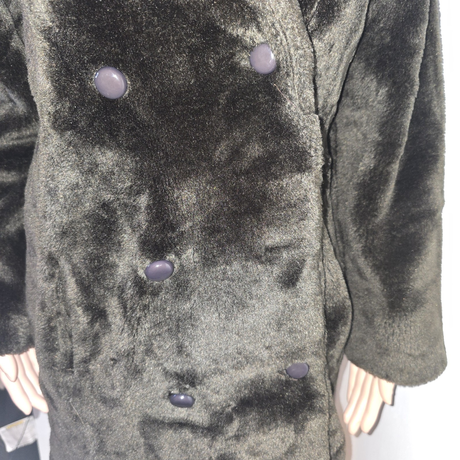 VTG Herman Kay Dark Brown Faux Fur Double Breasted Women’s Coat USA Distressed