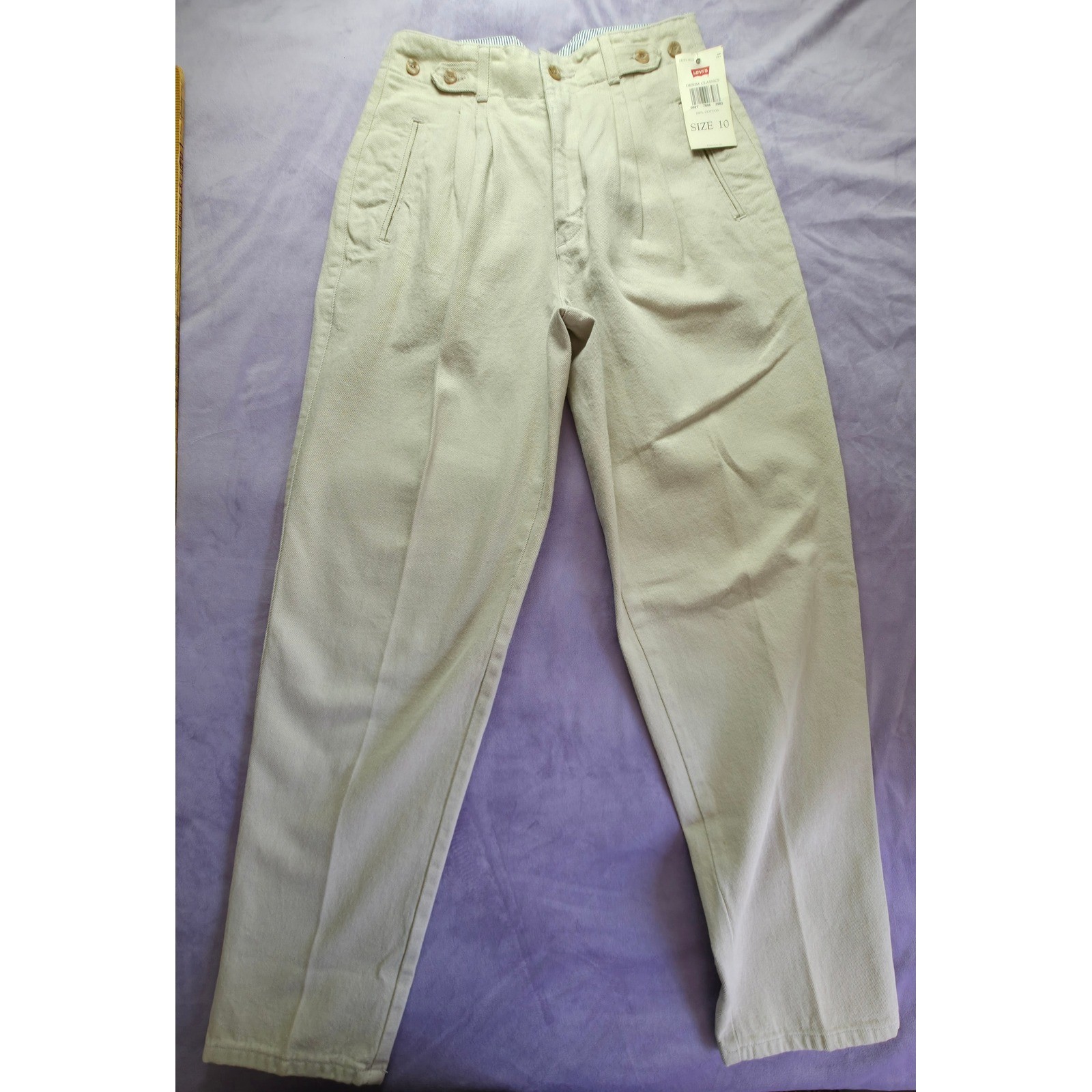 Levi’s Dockers Trousers Womens 10 Beige NEW Vintage Pleated High Waist