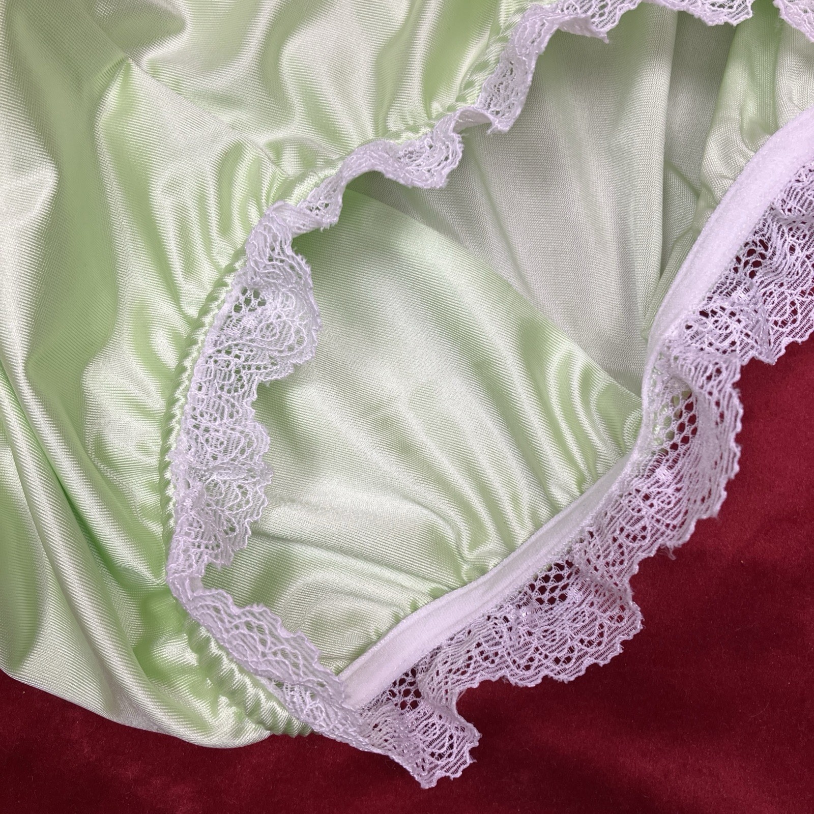 NIP 2X 3X Can-Can Granny Panty Silky Nylon Satin Lace Brief Sissy Vintage styl