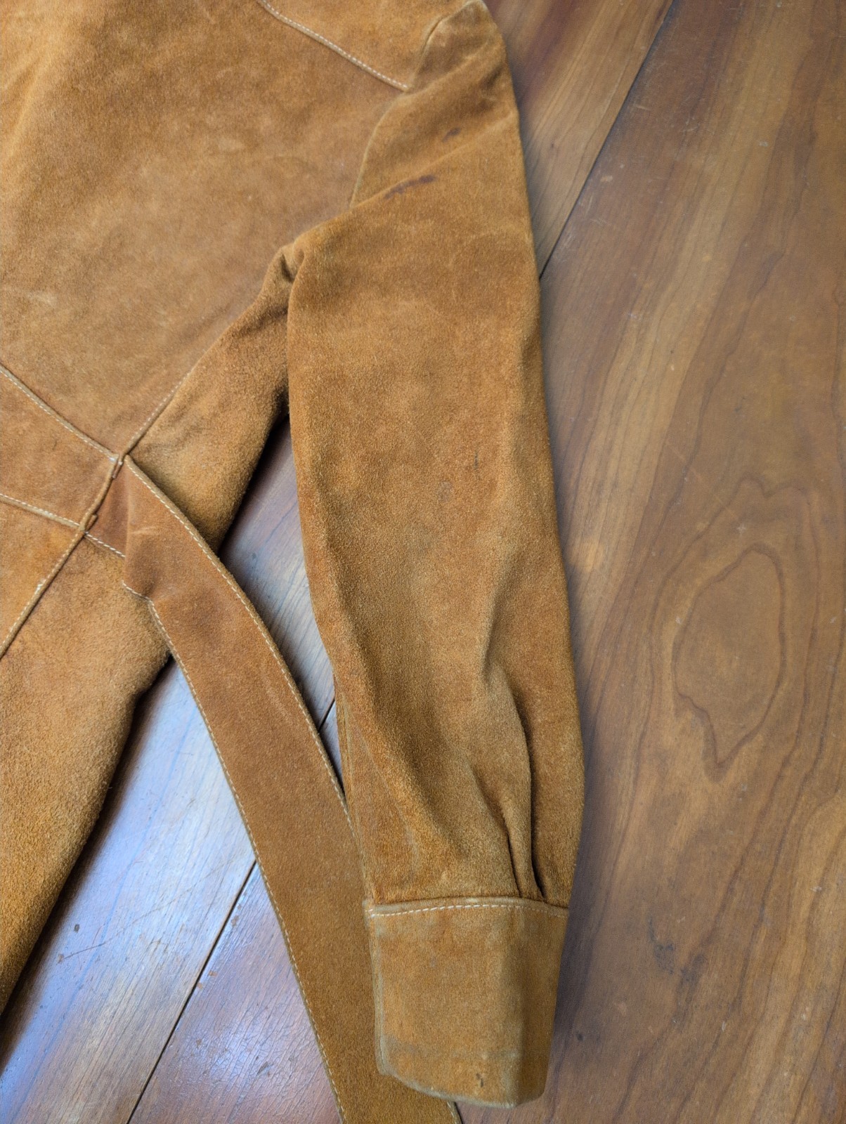 Vintage Tan Suede Hippy Boho Western Gothic Belted Safari Jacket 70s Women S