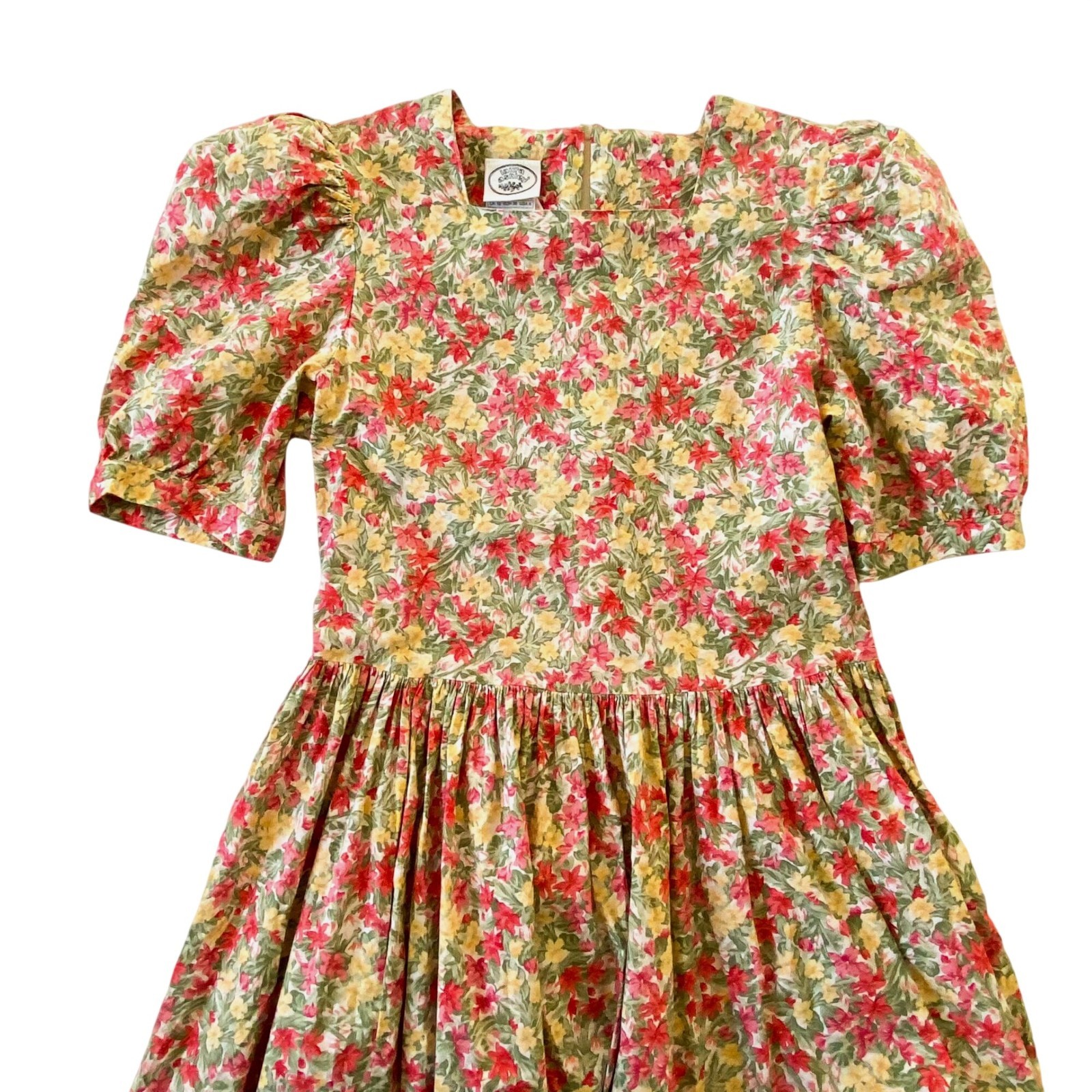 Vintage Laura Ashley Floral Cotton Tea Dress UK10 US6 Made in Great Britain
