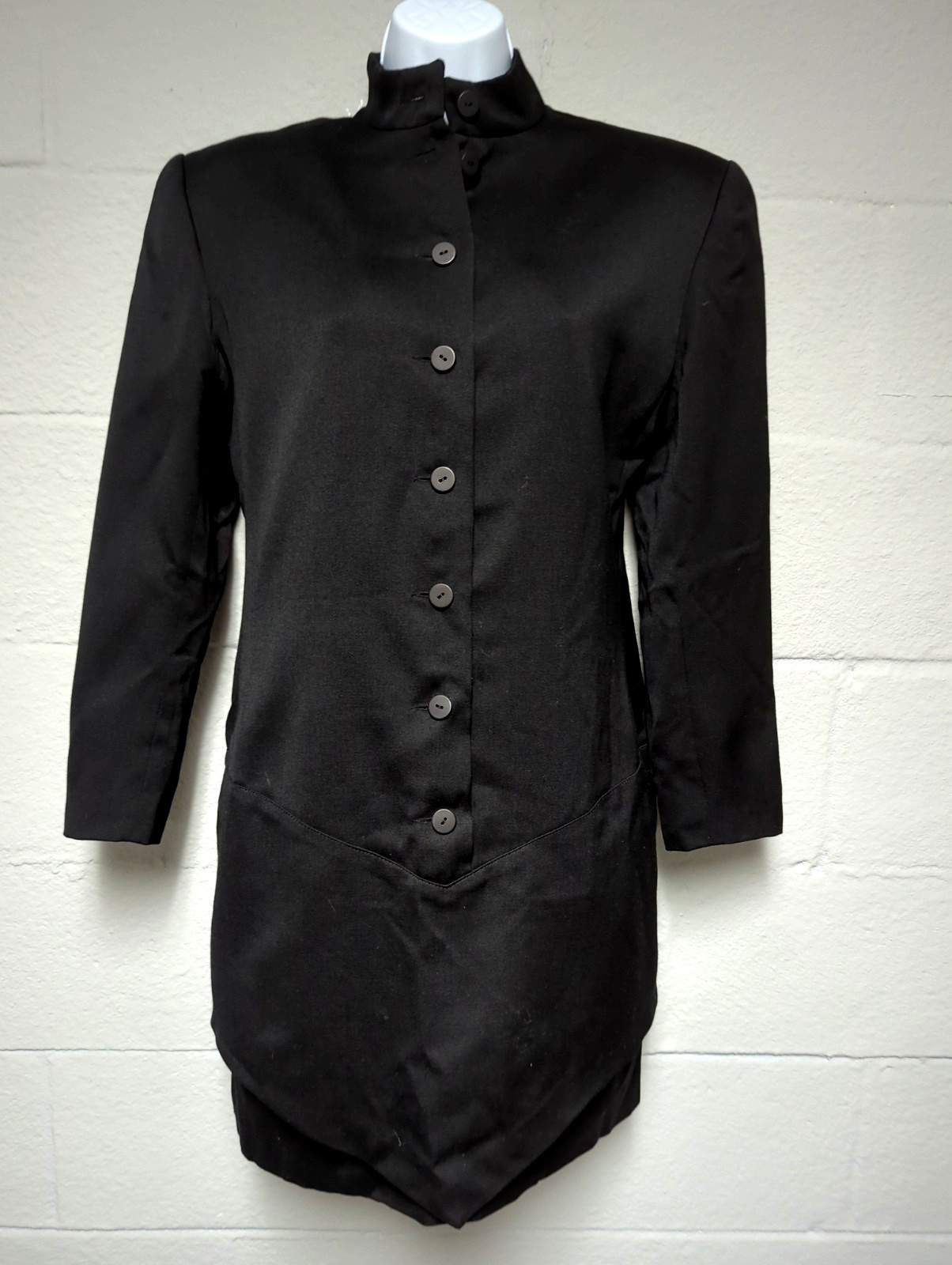 Vintage Premonville Et Dewavrin Paris Black Wool Dress Size 40 Classic 90s