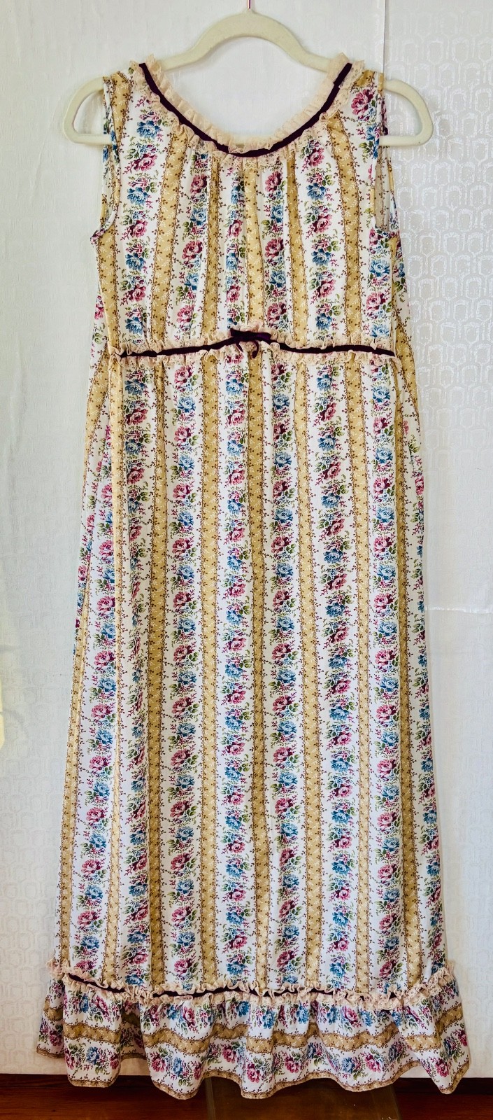 NOS VTG 60s KATZ BOHO COTTAGECORE VICTORIAN INSP RUFFLE NIGHTGOWN DRESS*34/S/M