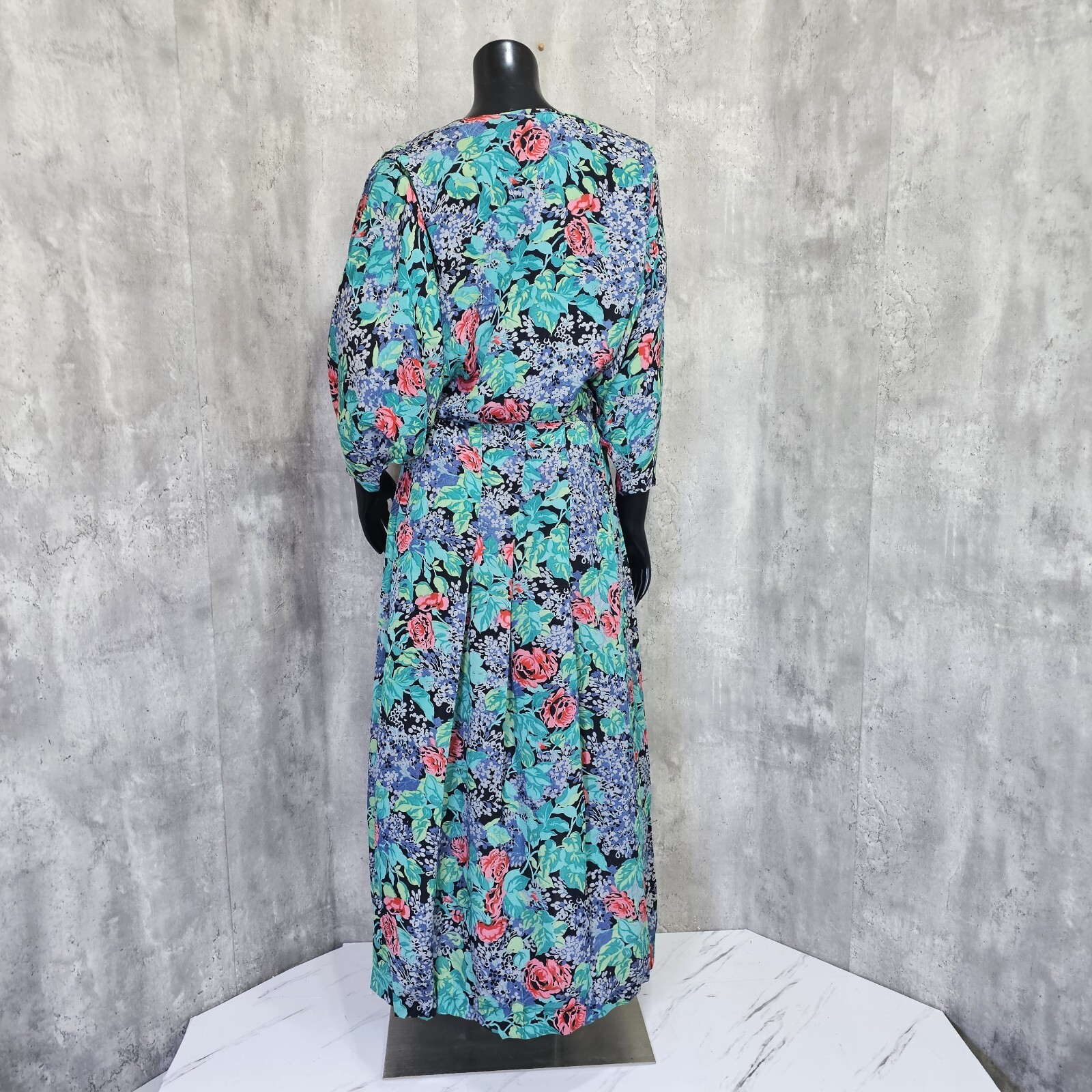 Vintage 70s 80s Irene Kasmer Floral Crepe Batwing Blouse Maxi Skirt Set Outfit