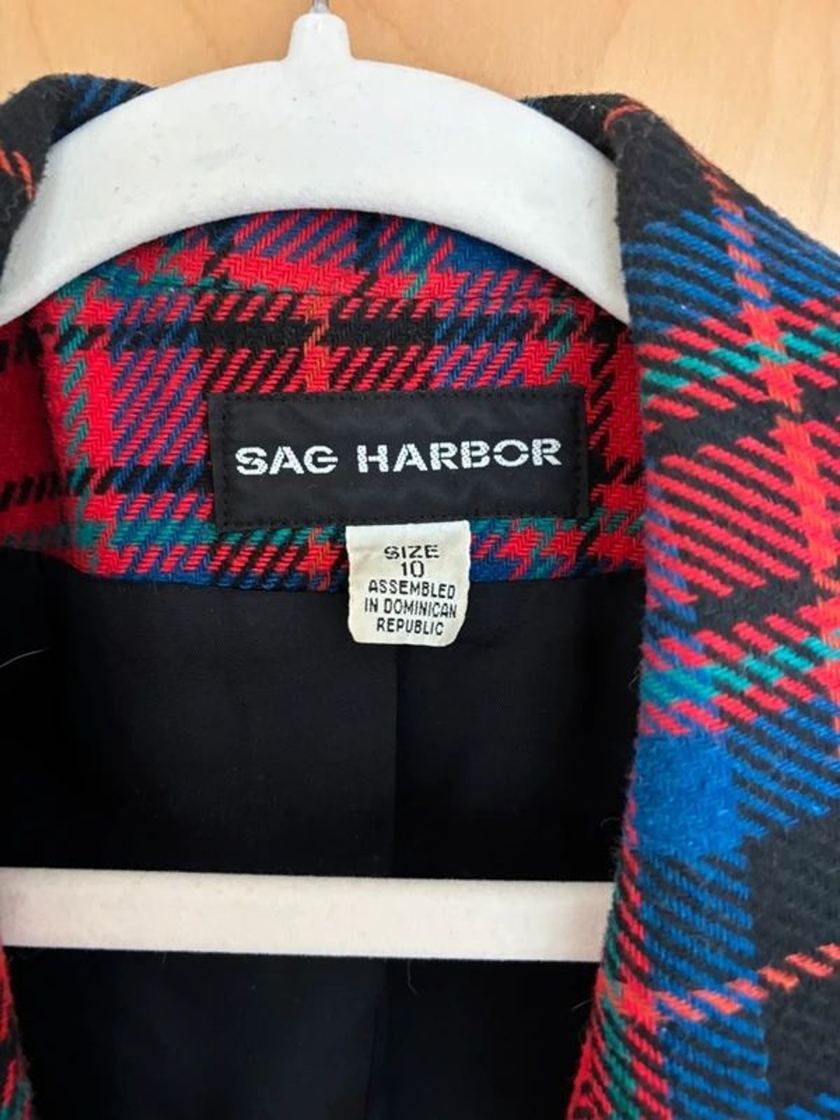Vintage Sag Harbor Red and Blue Plaid Wool Coat