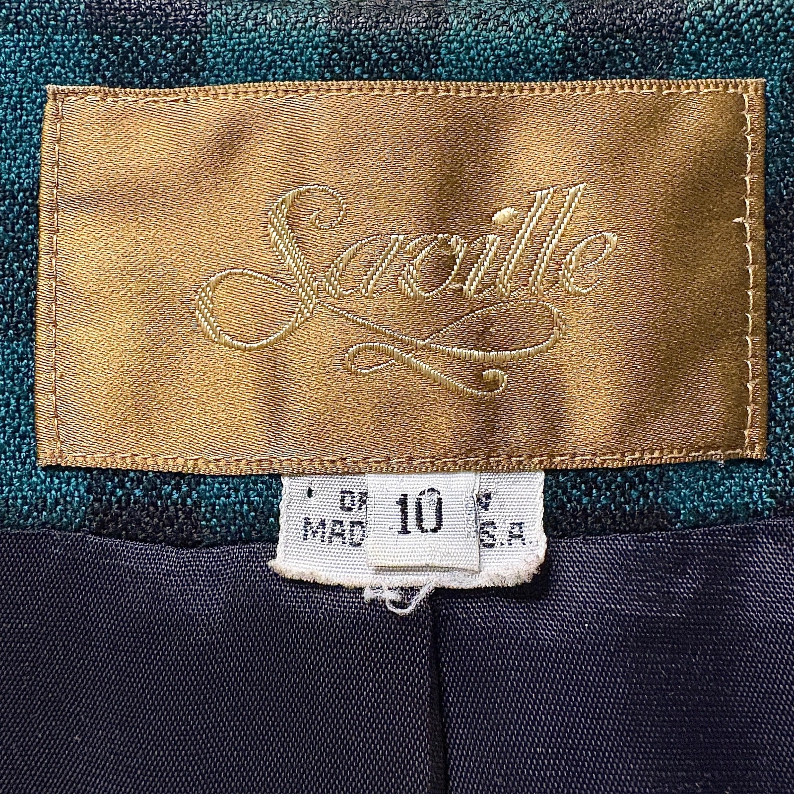 Vintage Saville Green Buffalo Check Plaid Blazer Womens Size 10 Preppy Gingham