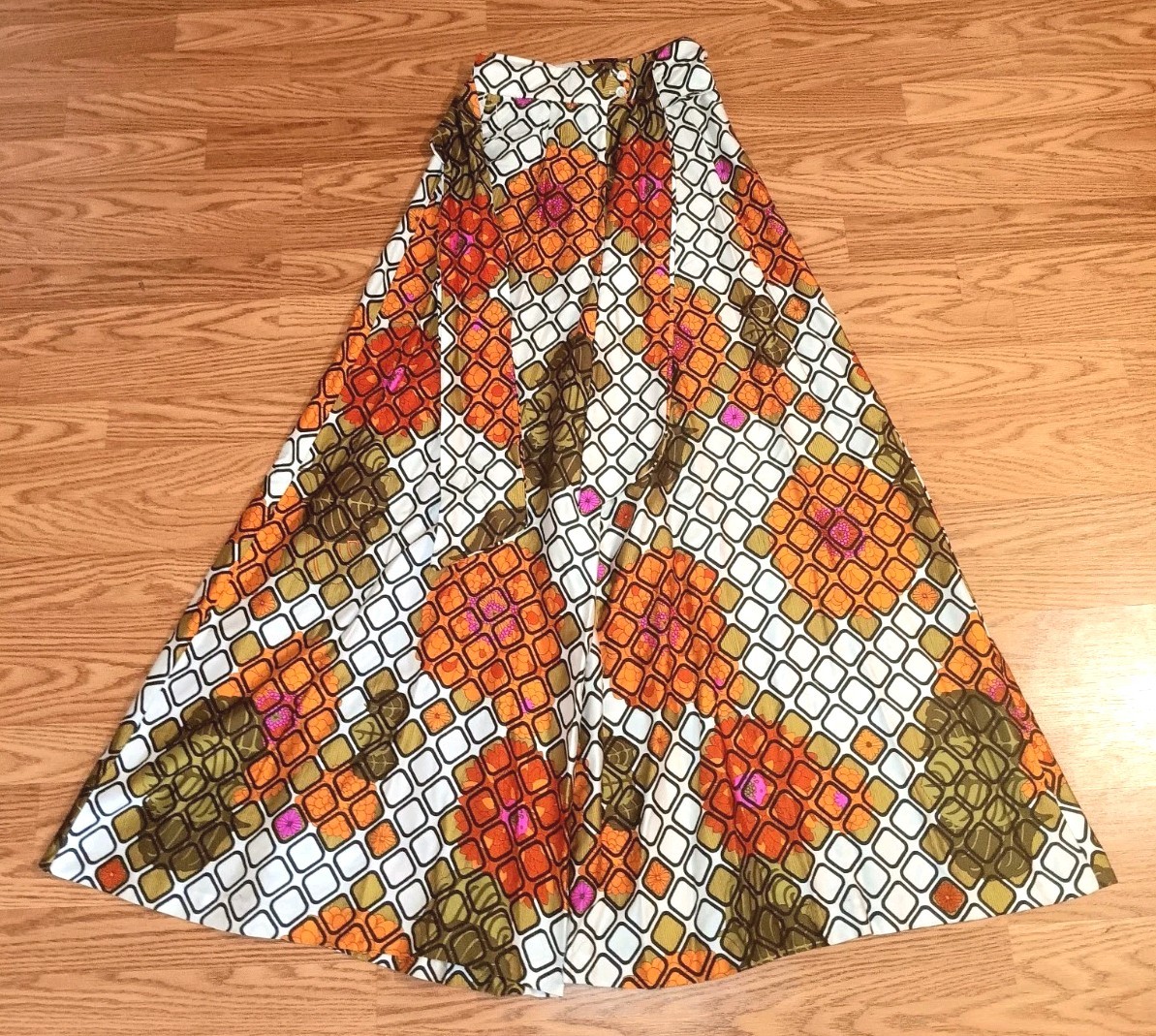 Vintage Alex Colman 70s Palazzo Pants Fall Floral Boho Wide Leg Trousers 26″